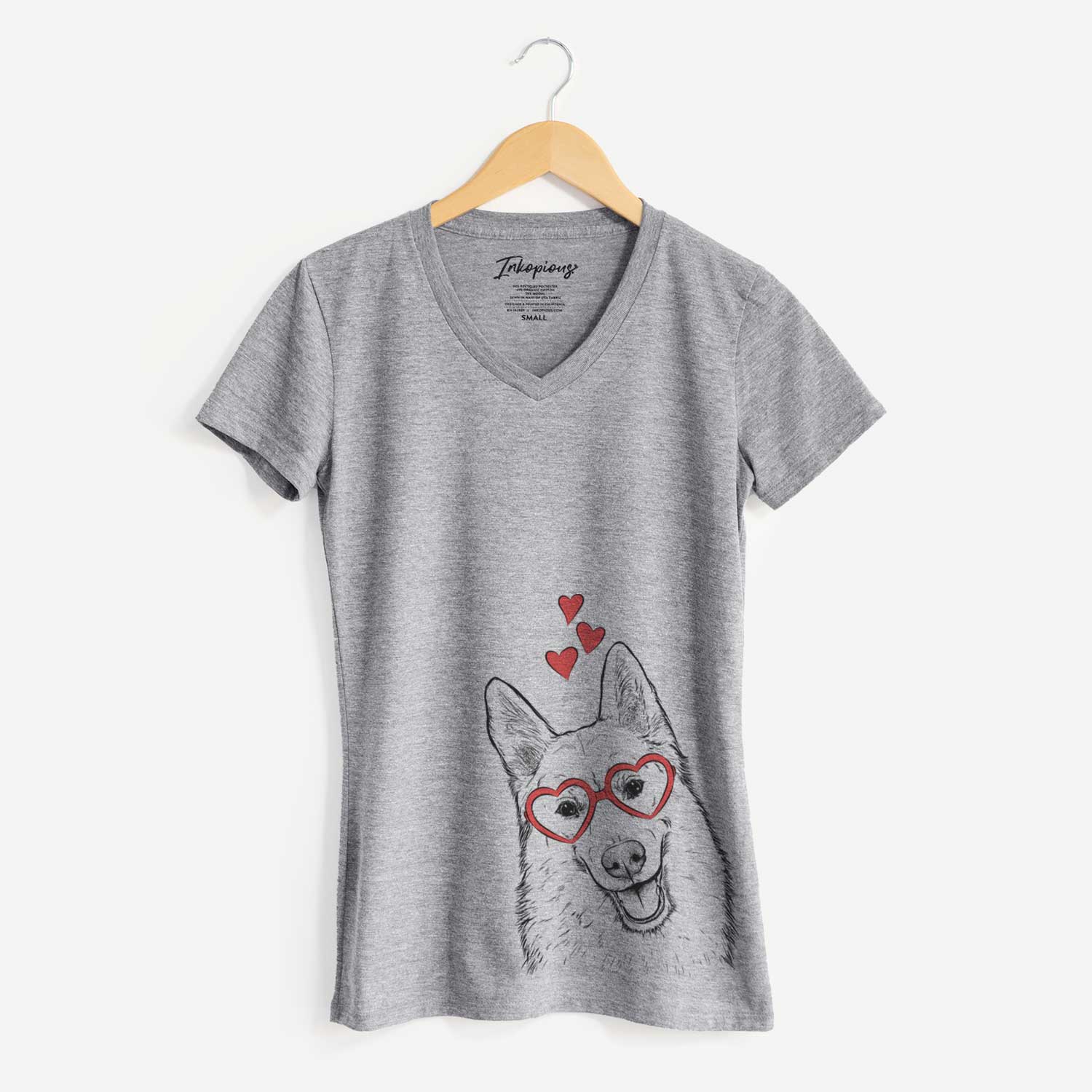 Valentine Loki the Husky Shepherd Mix - Women's V-neck Shirt