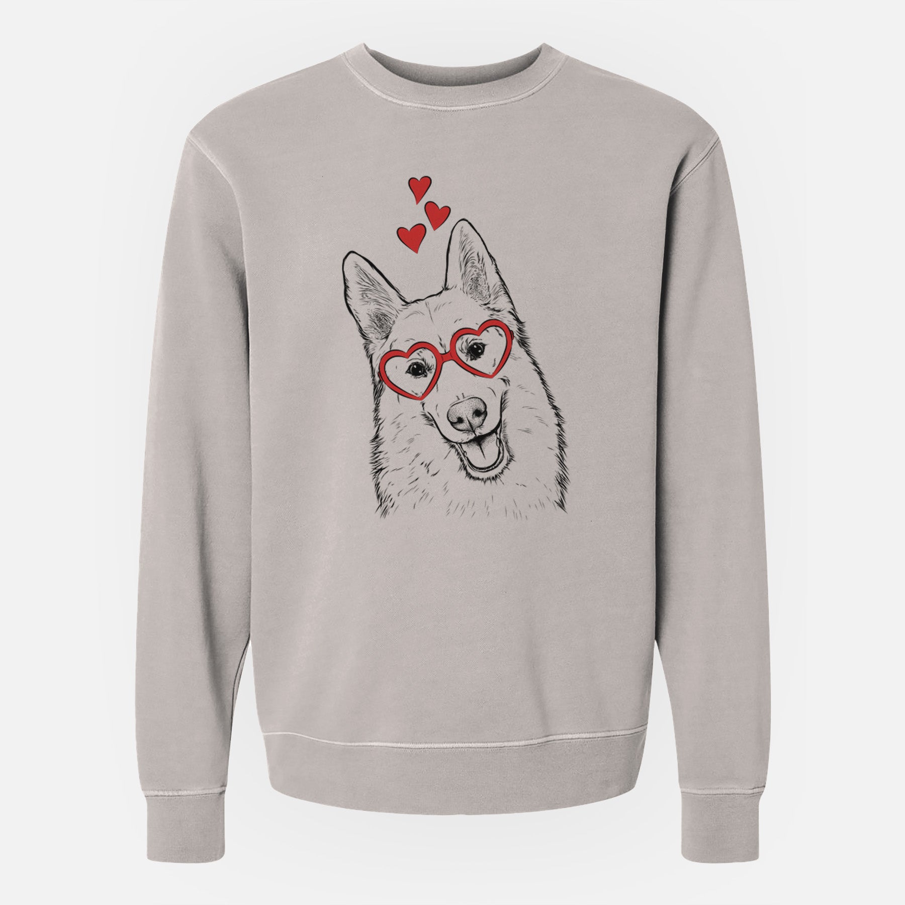 Valentine Loki the Husky Shepherd Mix - Unisex Pigment Dyed Crew Sweatshirt