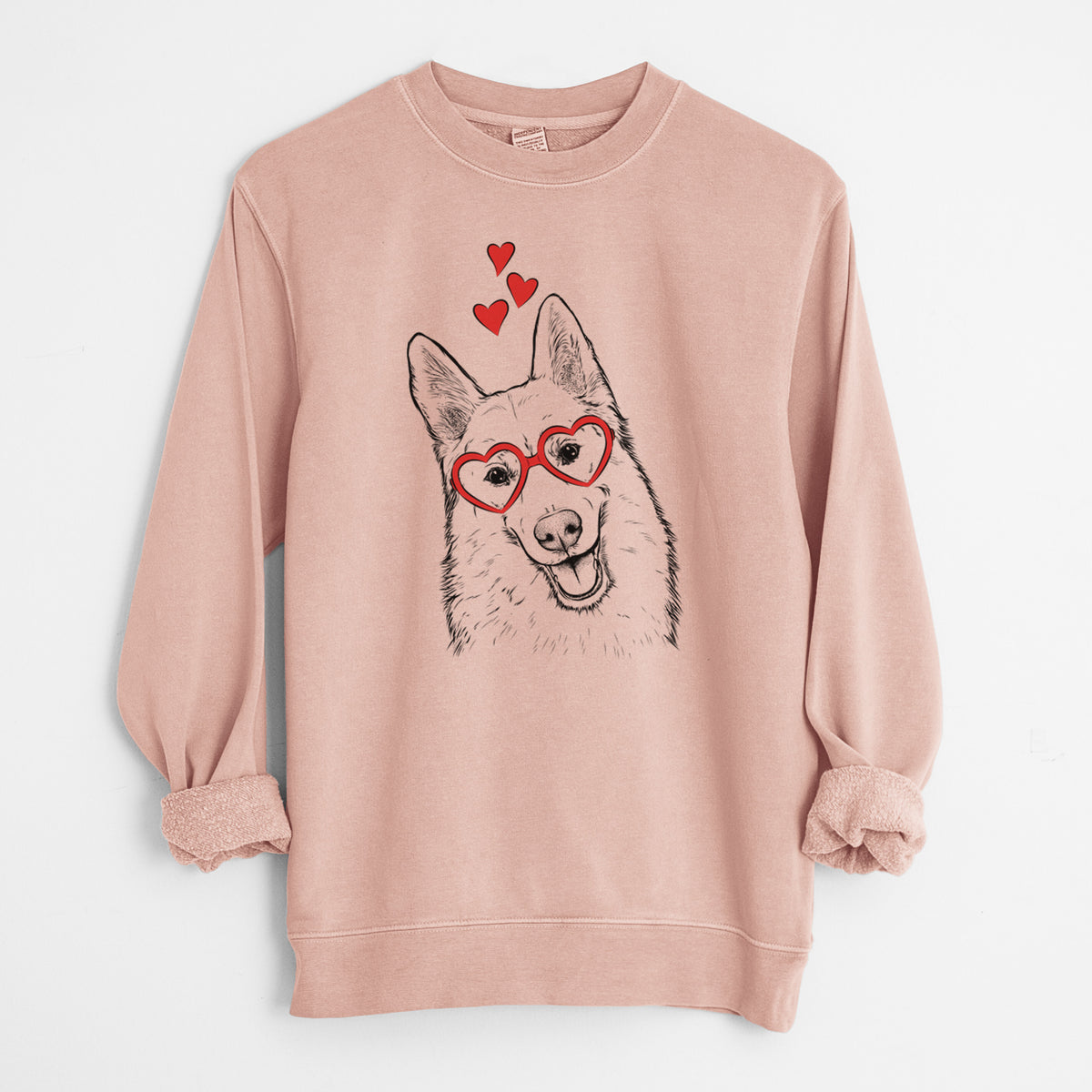 Valentine Loki the Husky Shepherd Mix - Unisex Pigment Dyed Crew Sweatshirt