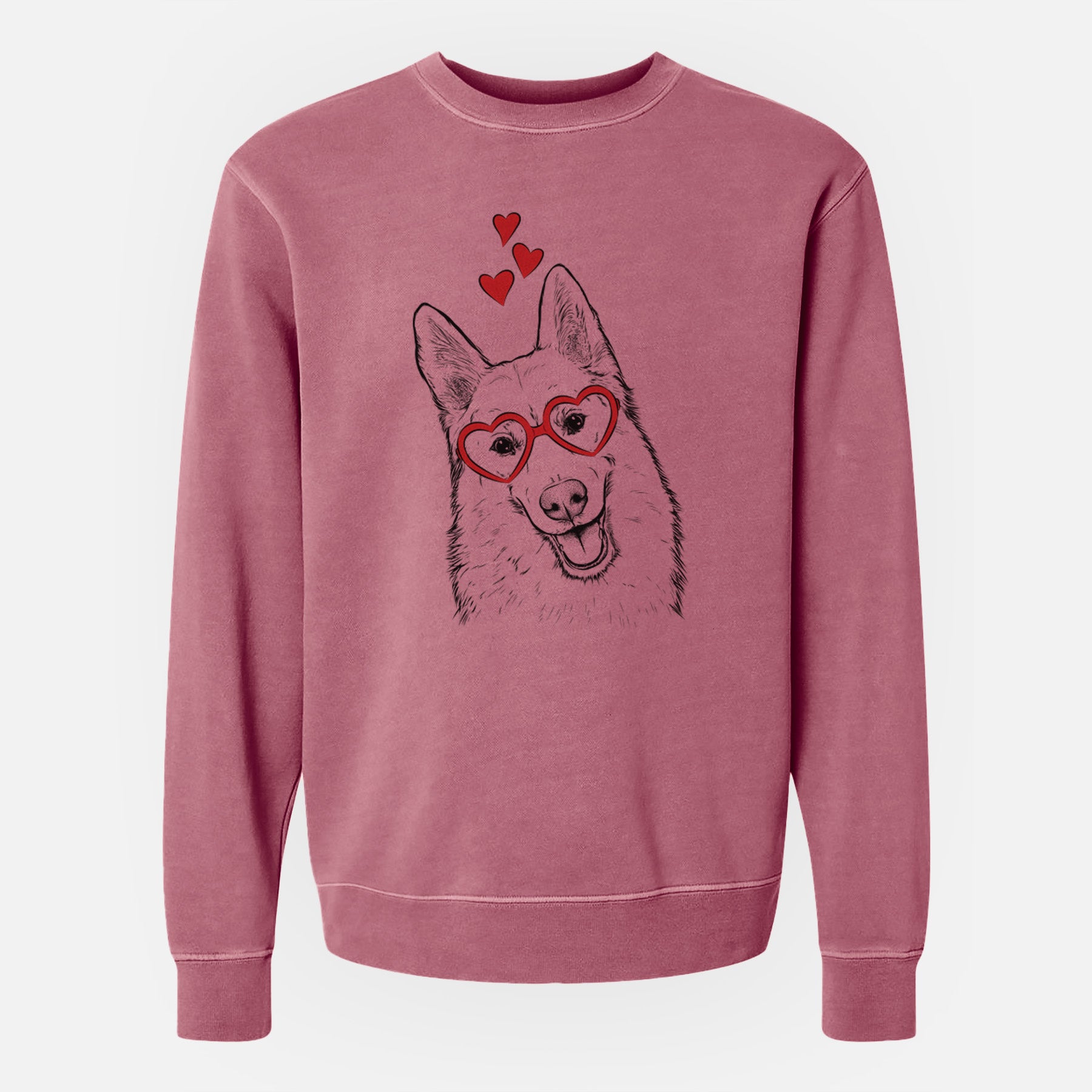 Valentine Loki the Husky Shepherd Mix - Unisex Pigment Dyed Crew Sweatshirt