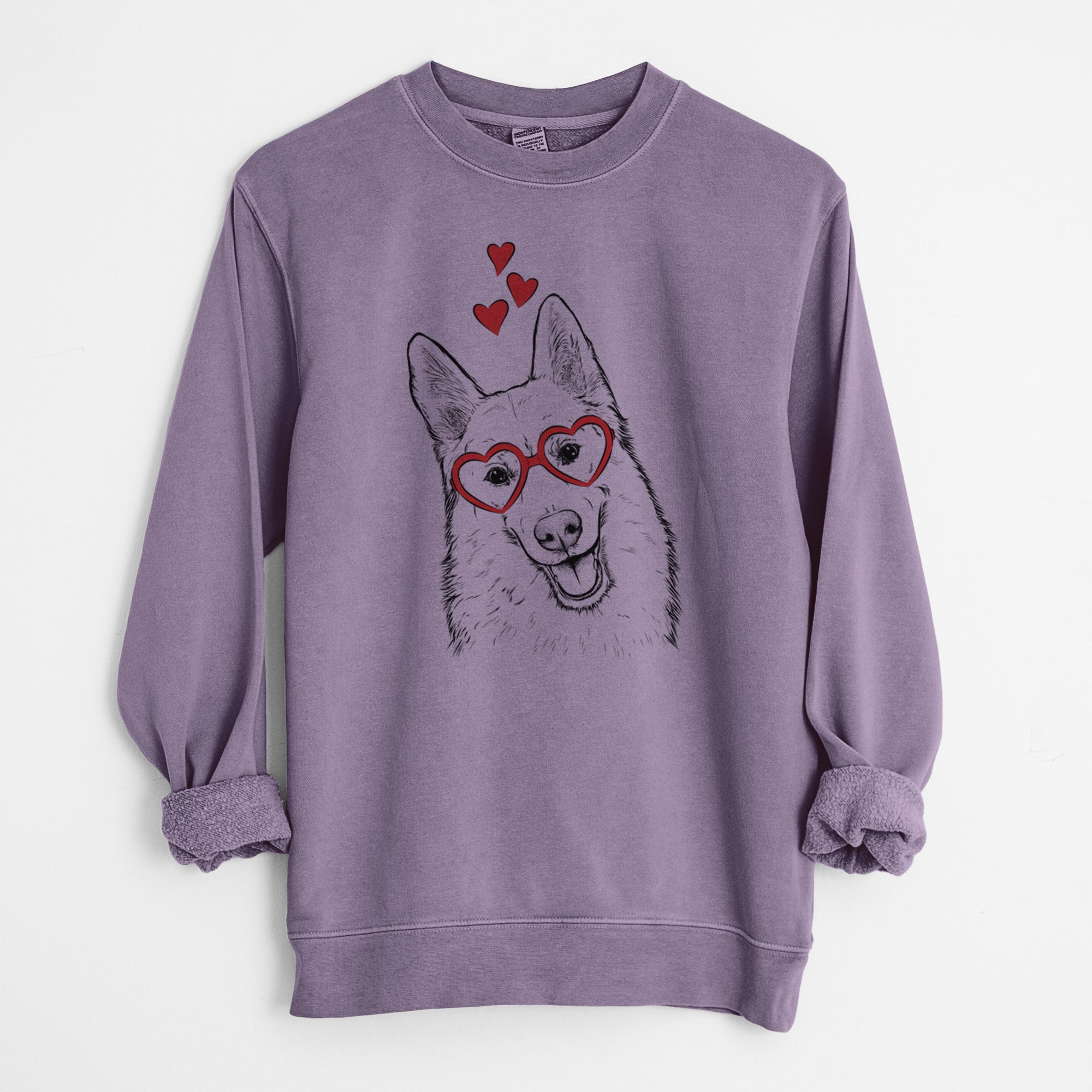 Valentine Loki the Husky Shepherd Mix - Unisex Pigment Dyed Crew Sweatshirt