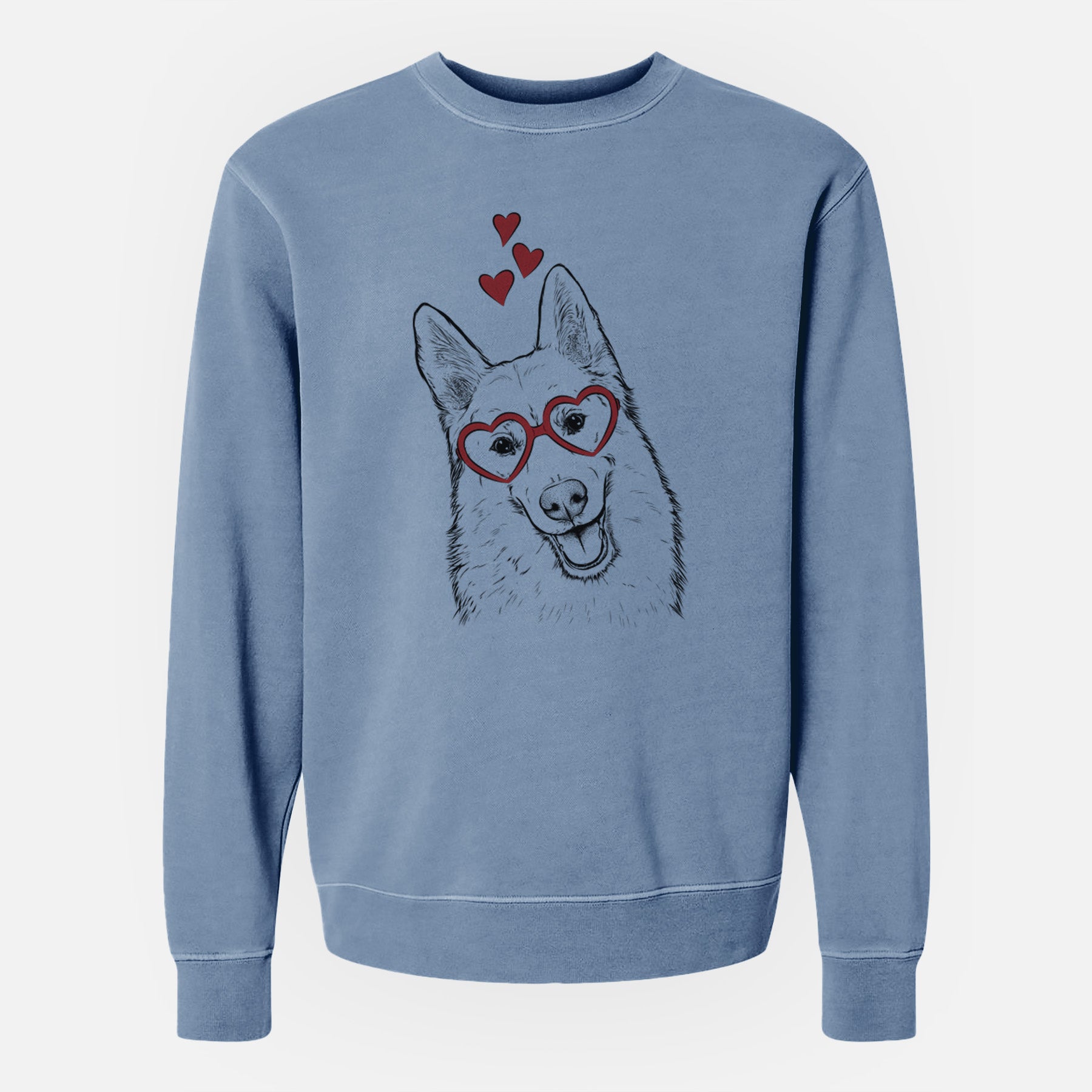 Valentine Loki the Husky Shepherd Mix - Unisex Pigment Dyed Crew Sweatshirt