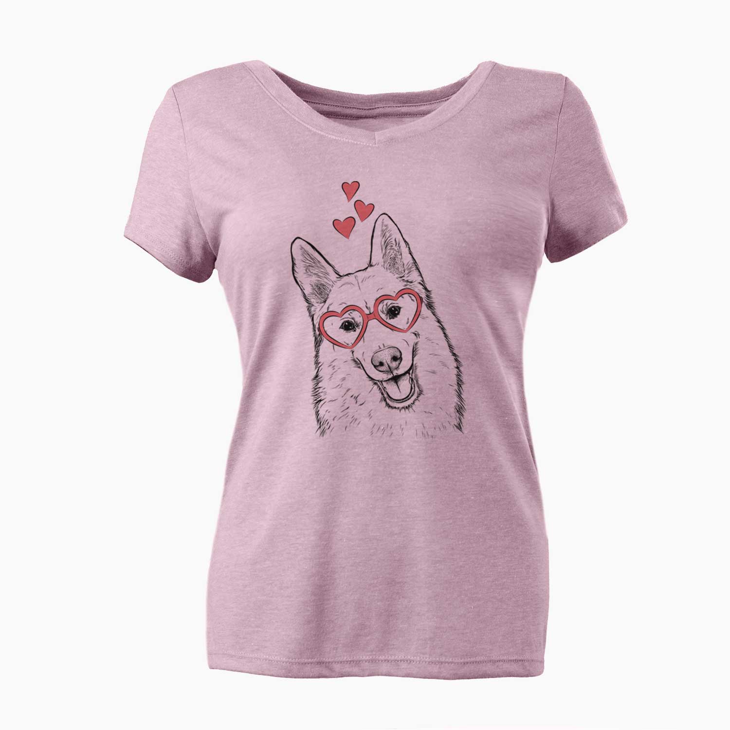 Valentine Loki the Husky Shepherd Mix - Women's V-neck Shirt