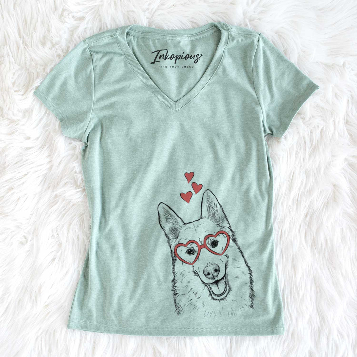 Valentine Loki the Husky Shepherd Mix - Women&#39;s V-neck Shirt