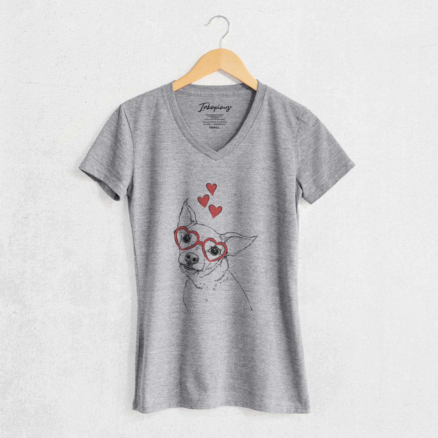 Valentine Lola the Chiweenie - Women's V-neck Shirt