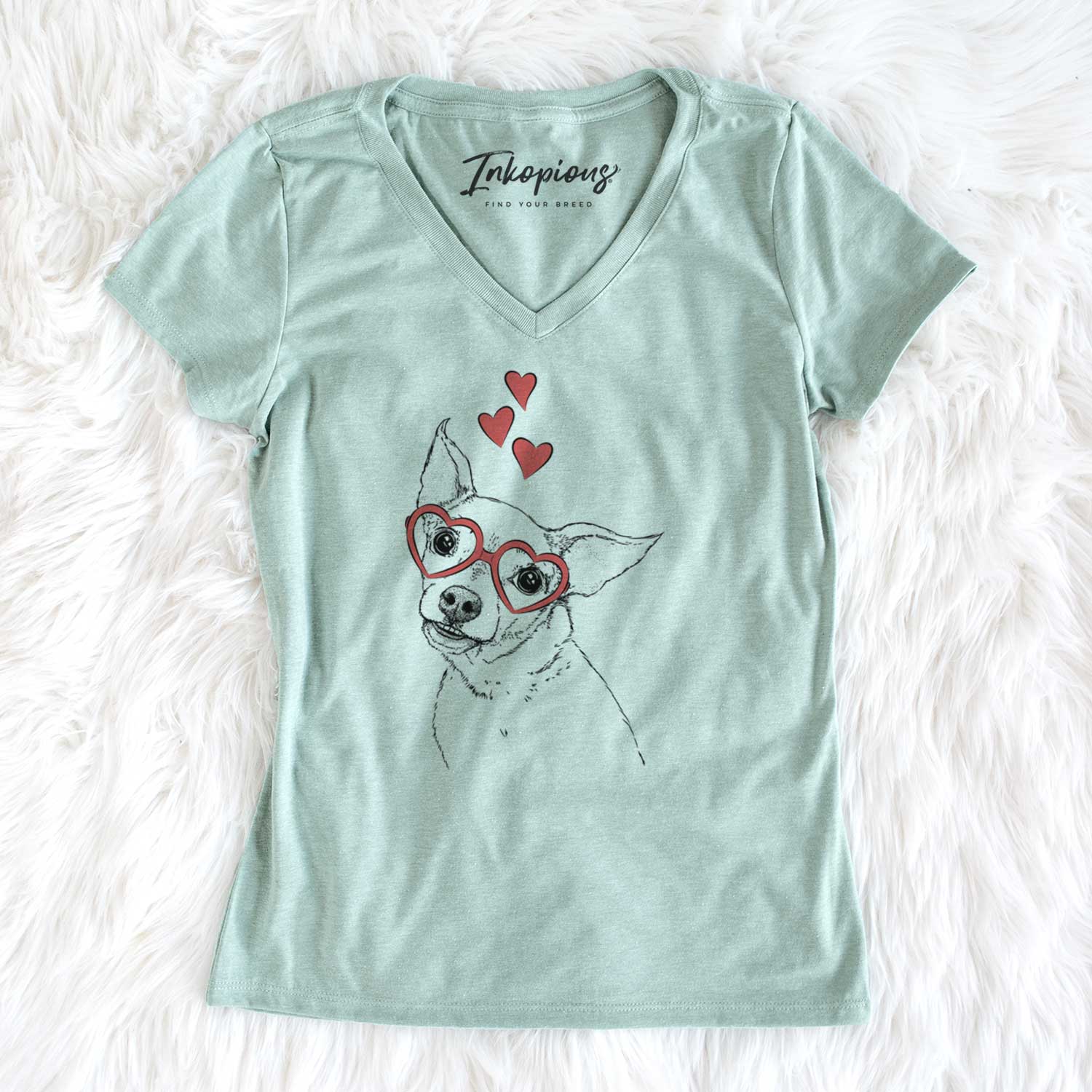 Valentine Lola the Chiweenie - Women's V-neck Shirt