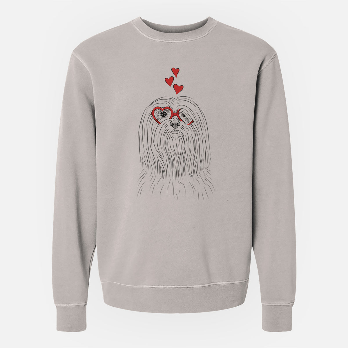Valentine Lorenzo the Lhasa Apso - Unisex Pigment Dyed Crew Sweatshirt
