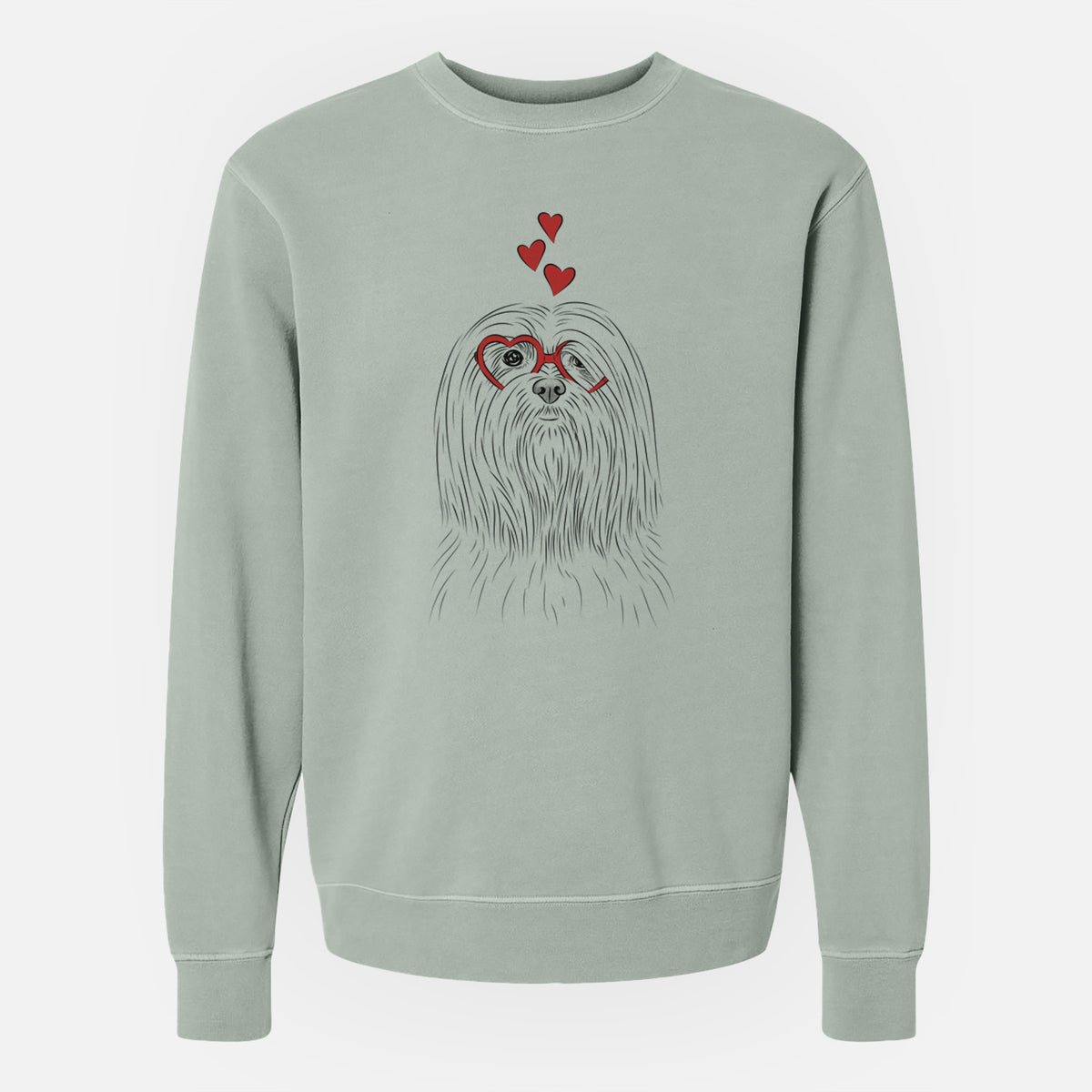 Valentine Lorenzo the Lhasa Apso - Unisex Pigment Dyed Crew Sweatshirt