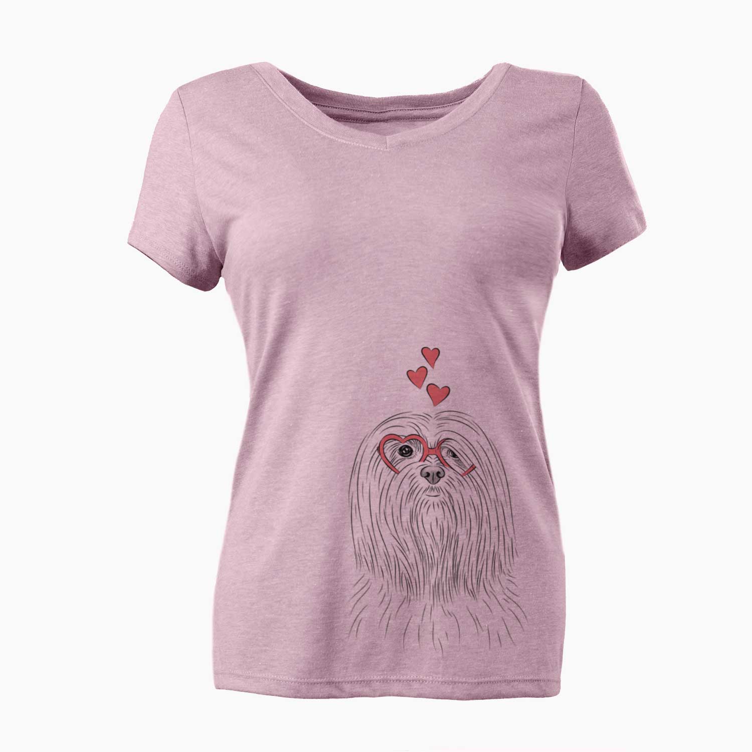 Valentine Lorenzo the Lhasa Apso - Women's V-neck Shirt