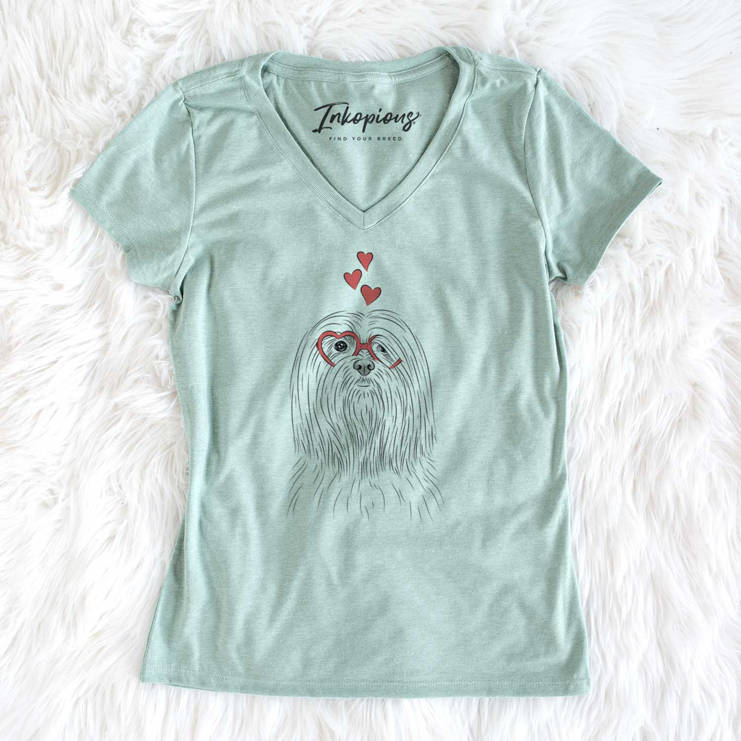 Valentine Lorenzo the Lhasa Apso - Women's V-neck Shirt