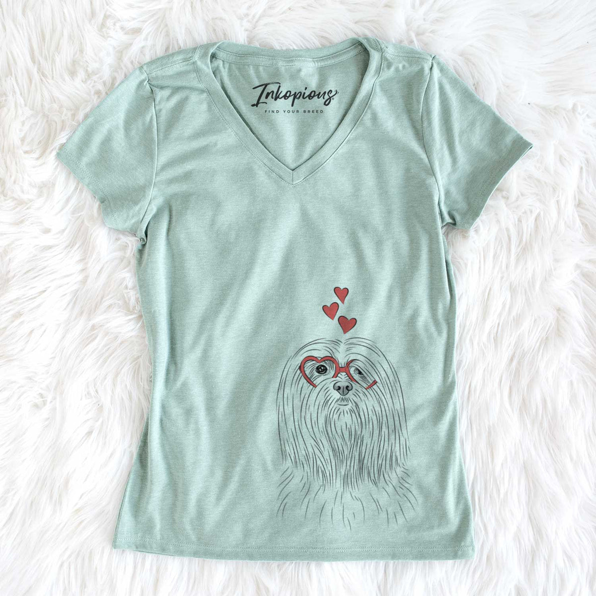 Valentine Lorenzo the Lhasa Apso - Women&#39;s V-neck Shirt