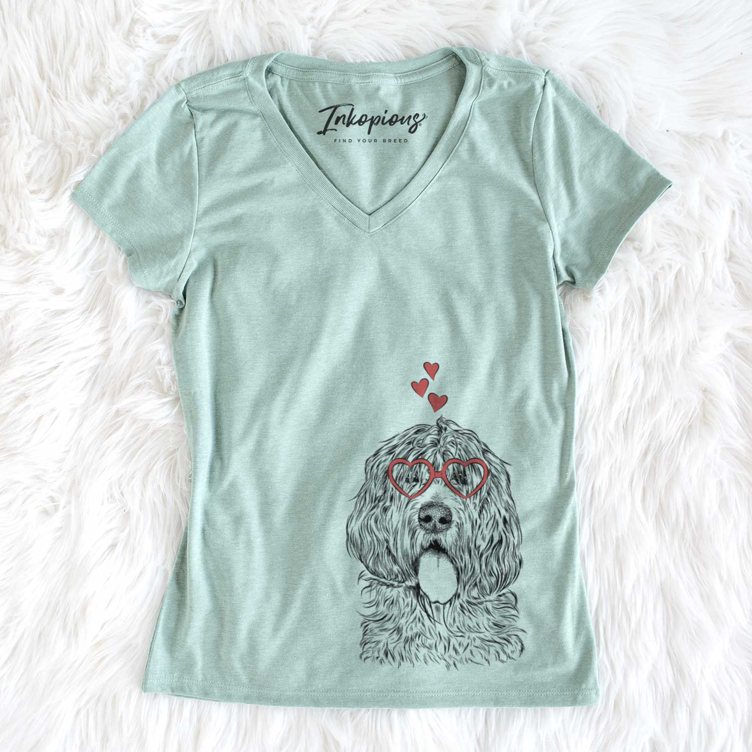 Valentine Lou the Otterhound - Women's V-neck Shirt