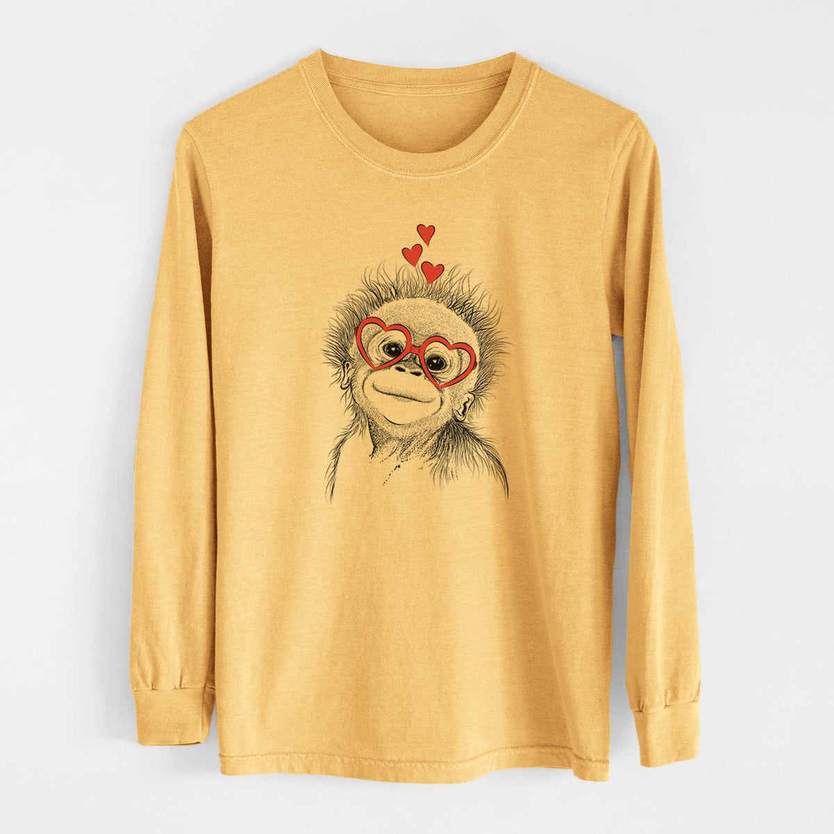 Valentine Louie the Baby Orangutan - Heavyweight 100% Cotton Long Sleeve
