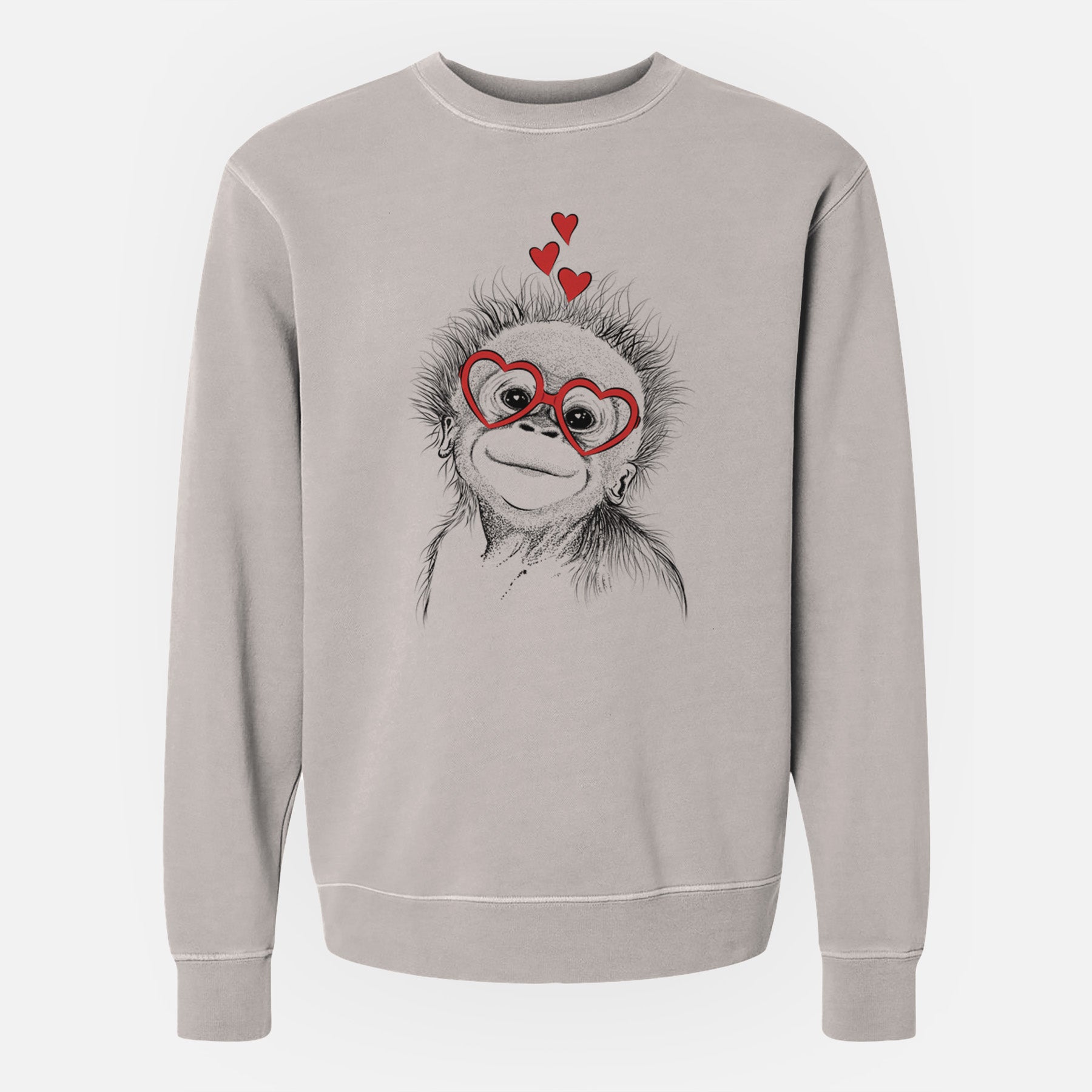 Valentine Louie the Baby Orangutan - Unisex Pigment Dyed Crew Sweatshirt