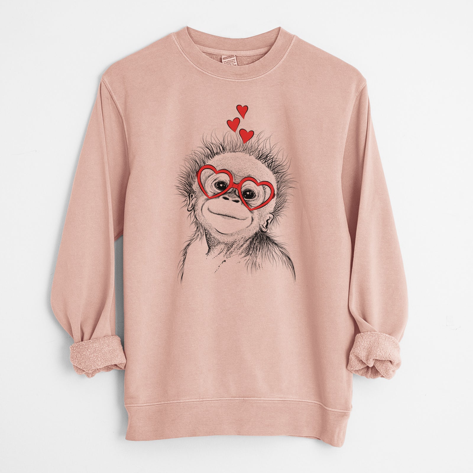 Valentine Louie the Baby Orangutan - Unisex Pigment Dyed Crew Sweatshirt