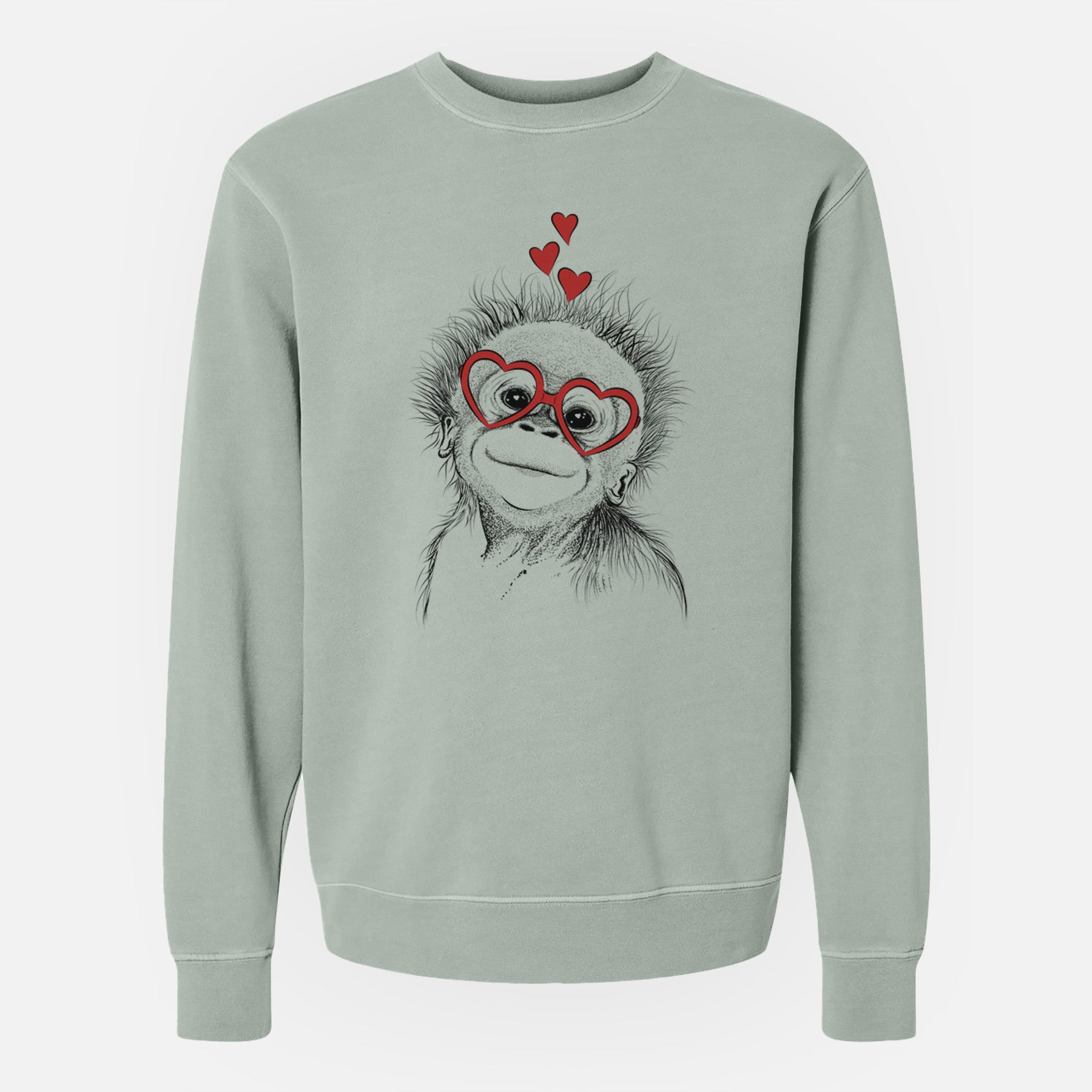 Valentine Louie the Baby Orangutan - Unisex Pigment Dyed Crew Sweatshirt