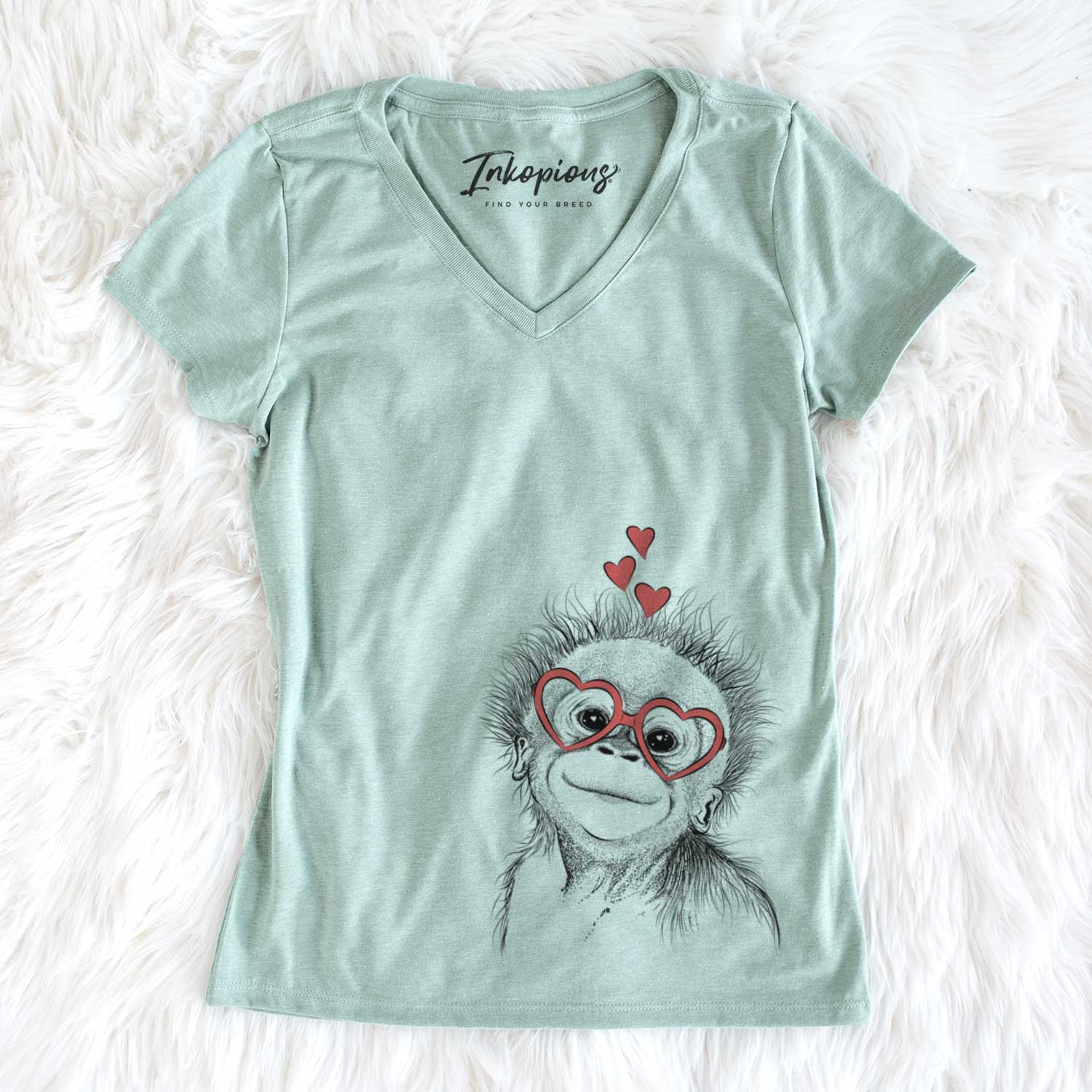 Valentine Louie the Baby Orangutan - Women's V-neck Shirt