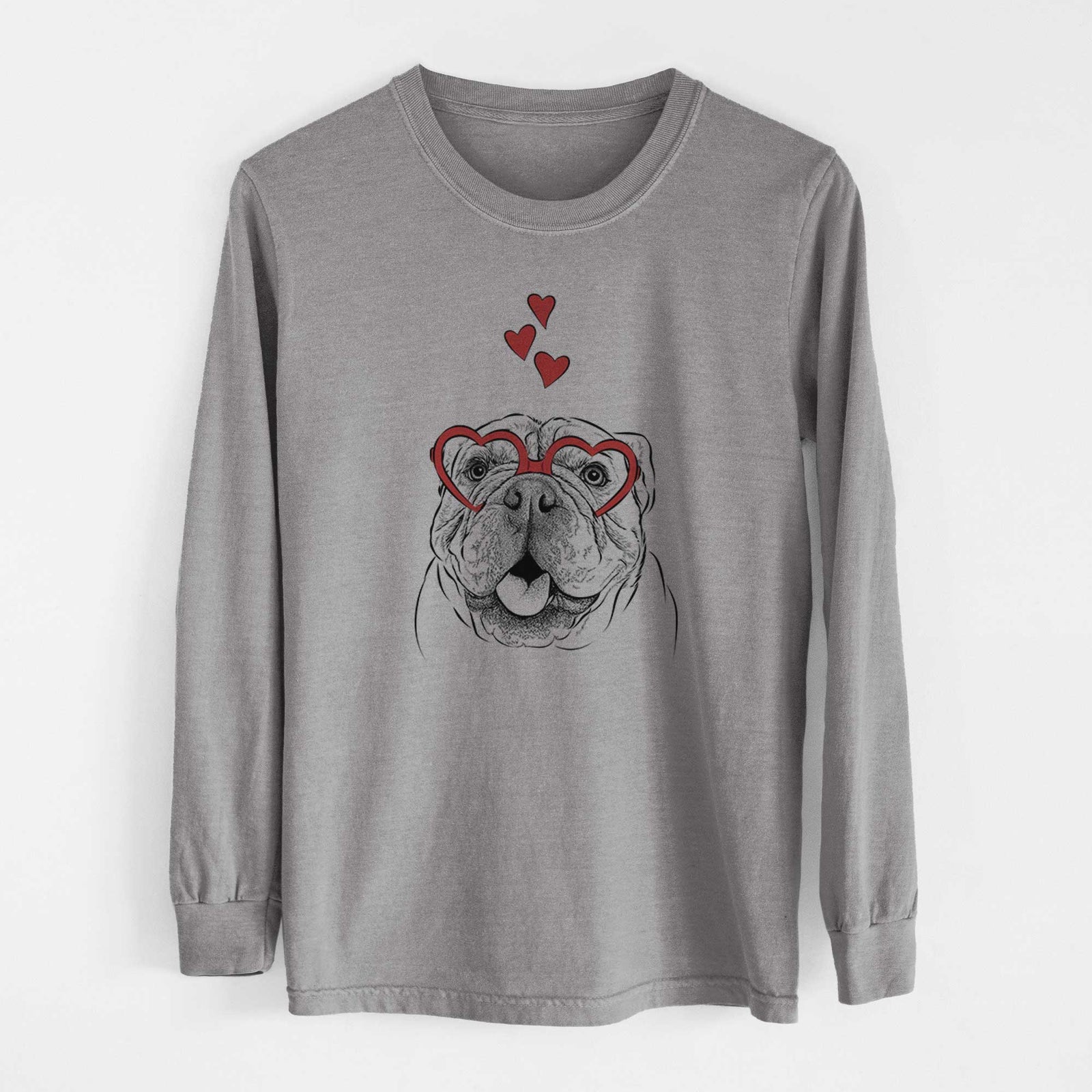 Valentine Louie the English Bulldog - Heavyweight 100% Cotton Long Sleeve