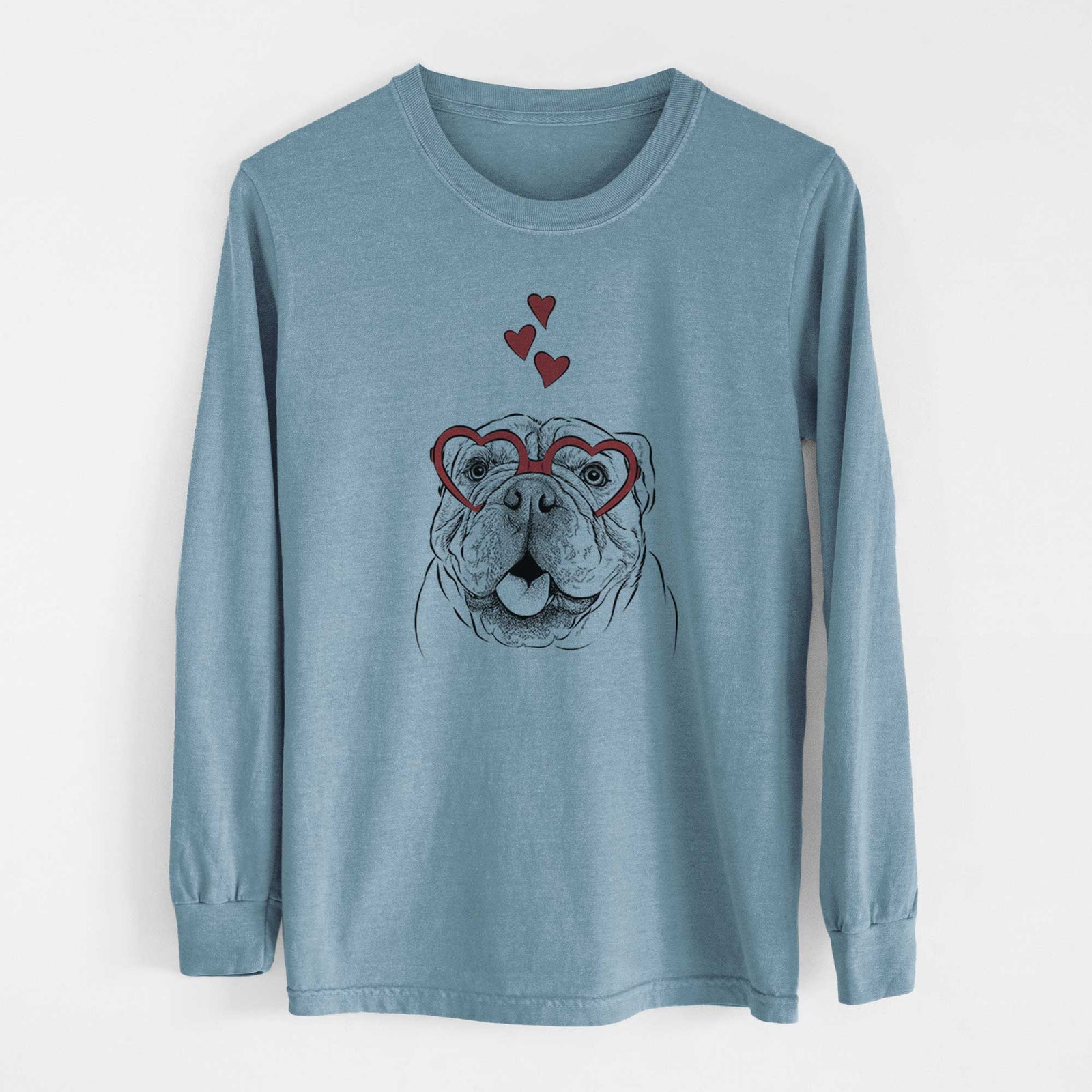 Valentine Louie the English Bulldog - Heavyweight 100% Cotton Long Sleeve