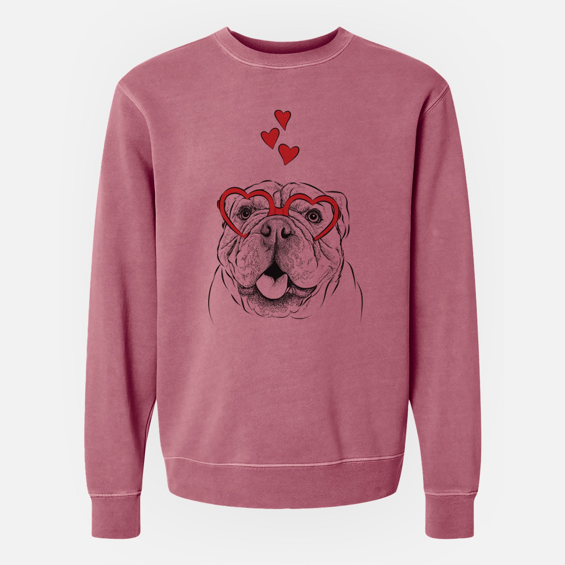 Valentine Louie the English Bulldog - Unisex Pigment Dyed Crew Sweatshirt