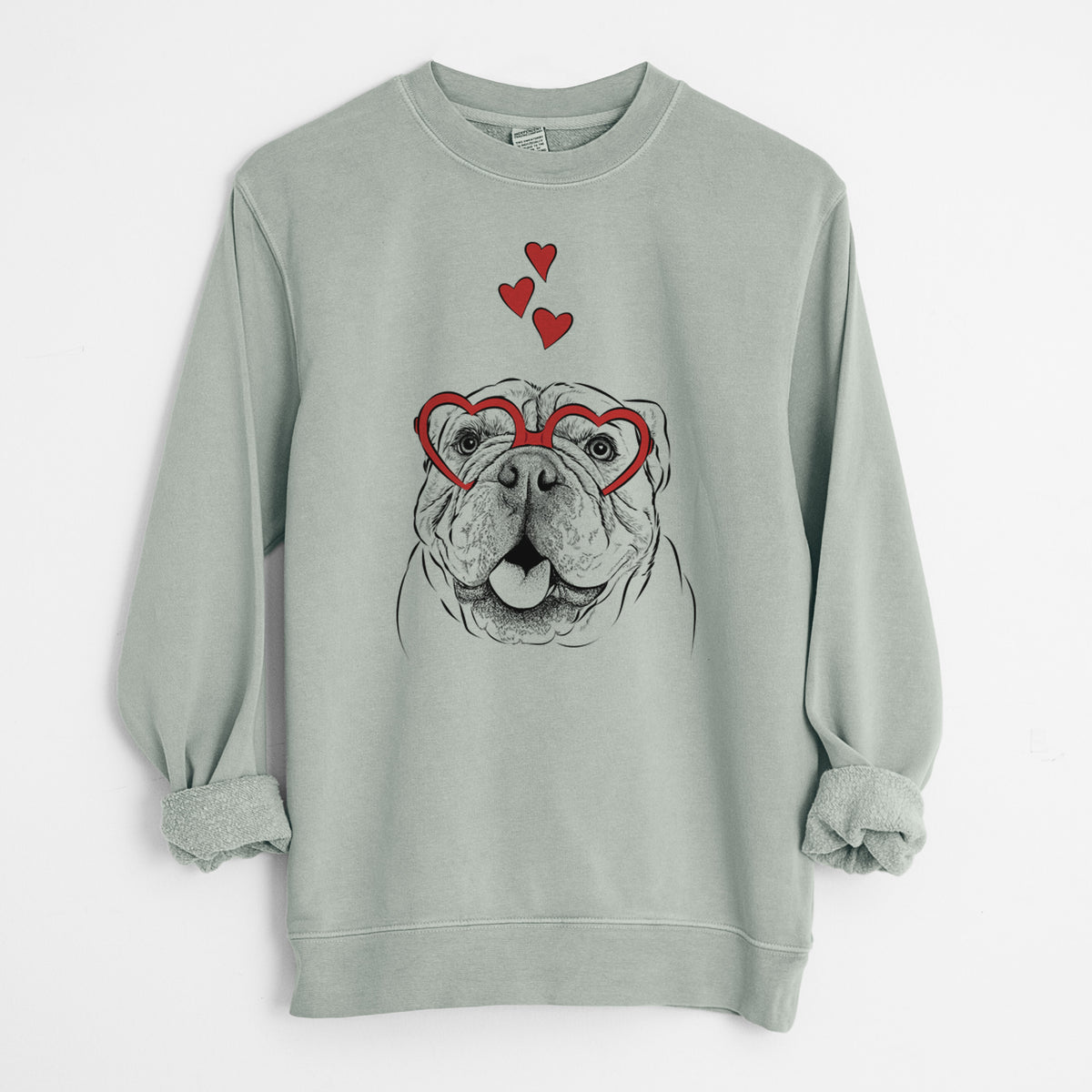 Valentine Louie the English Bulldog - Unisex Pigment Dyed Crew Sweatshirt