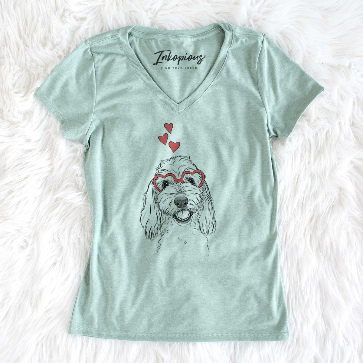 Valentine Louie the Coton de Tulear - Women's V-neck Shirt