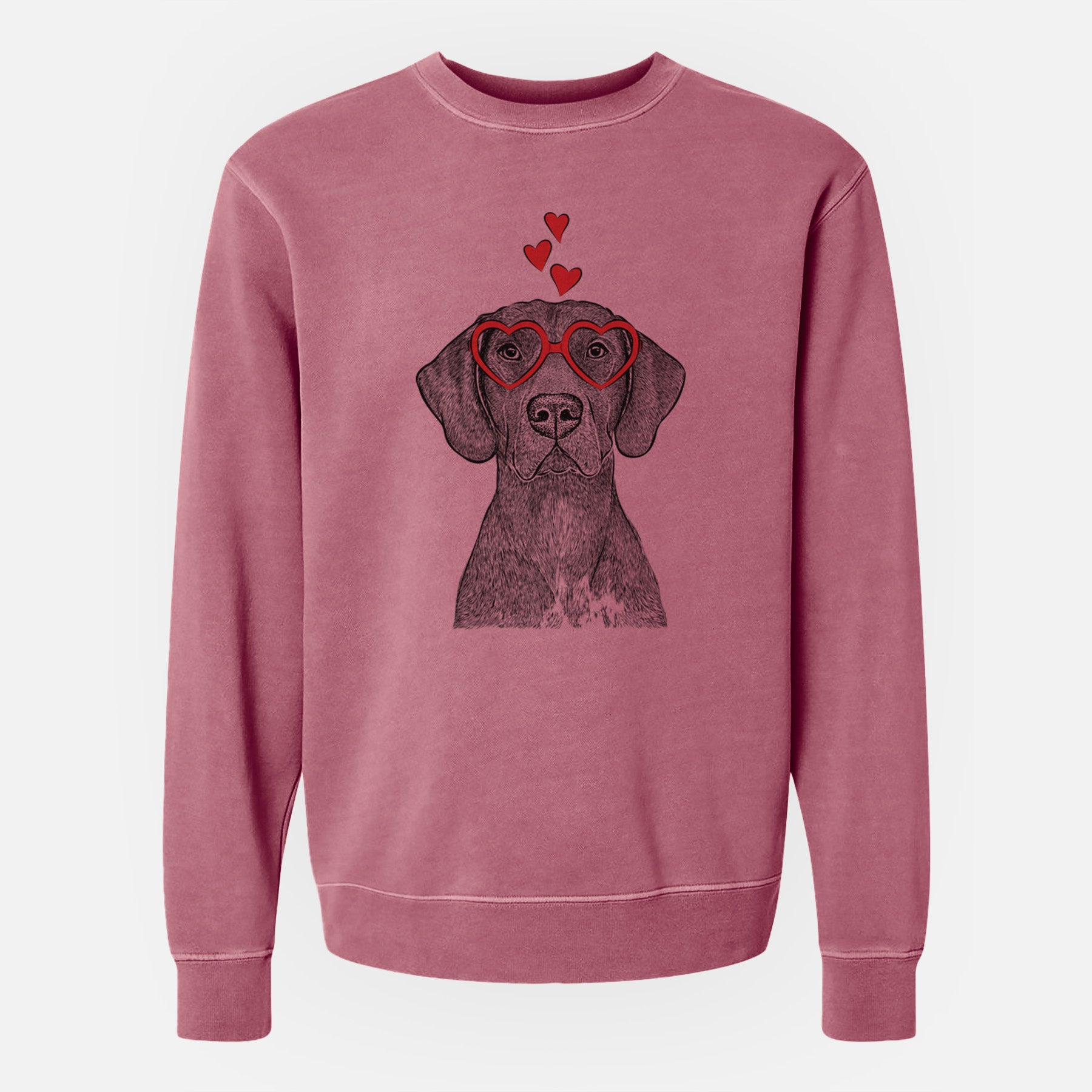 Valentine Lucifer the German Shorthaired Pointer - Unisex Pigment Dyed Crew Sweatshirt