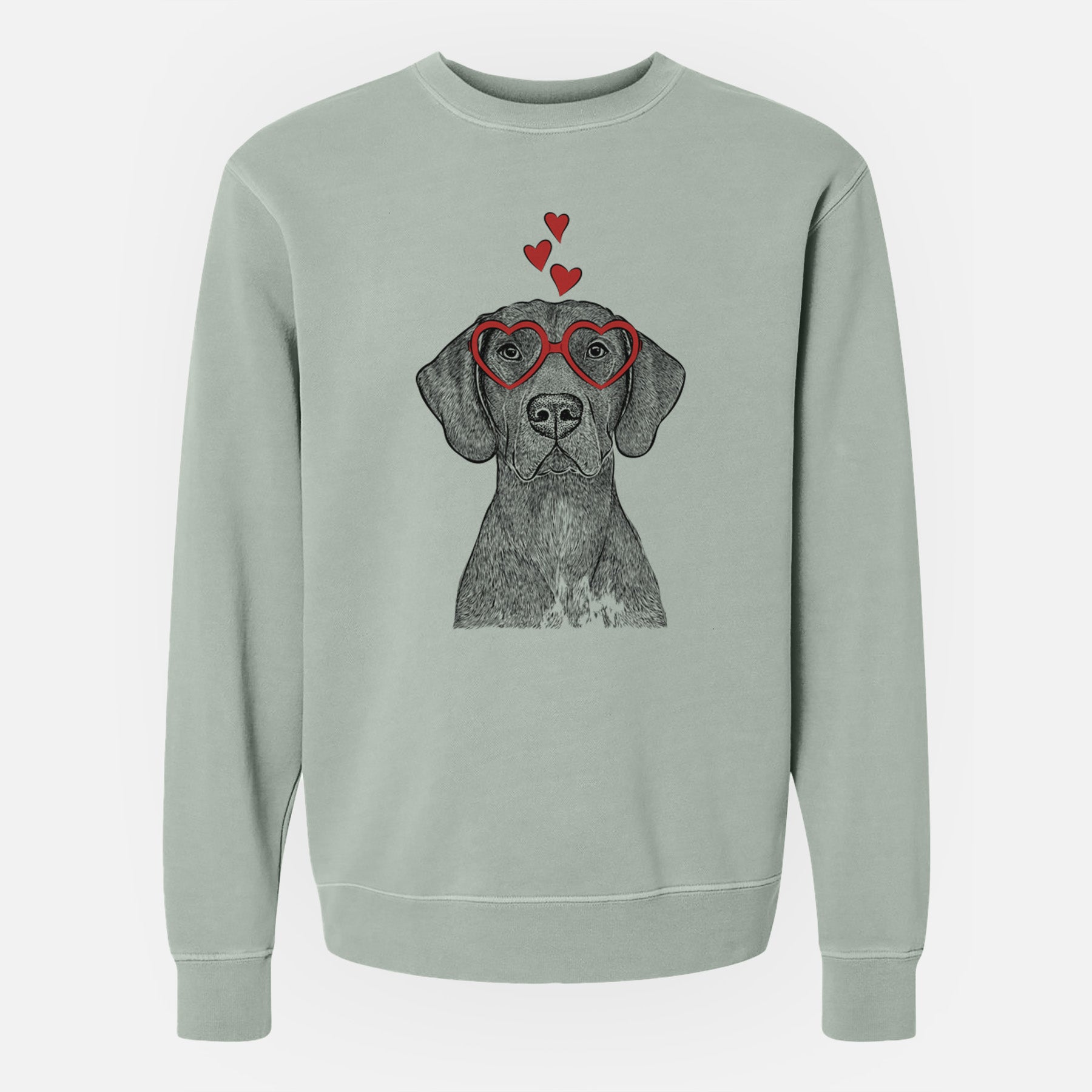 Valentine Lucifer the German Shorthaired Pointer - Unisex Pigment Dyed Crew Sweatshirt