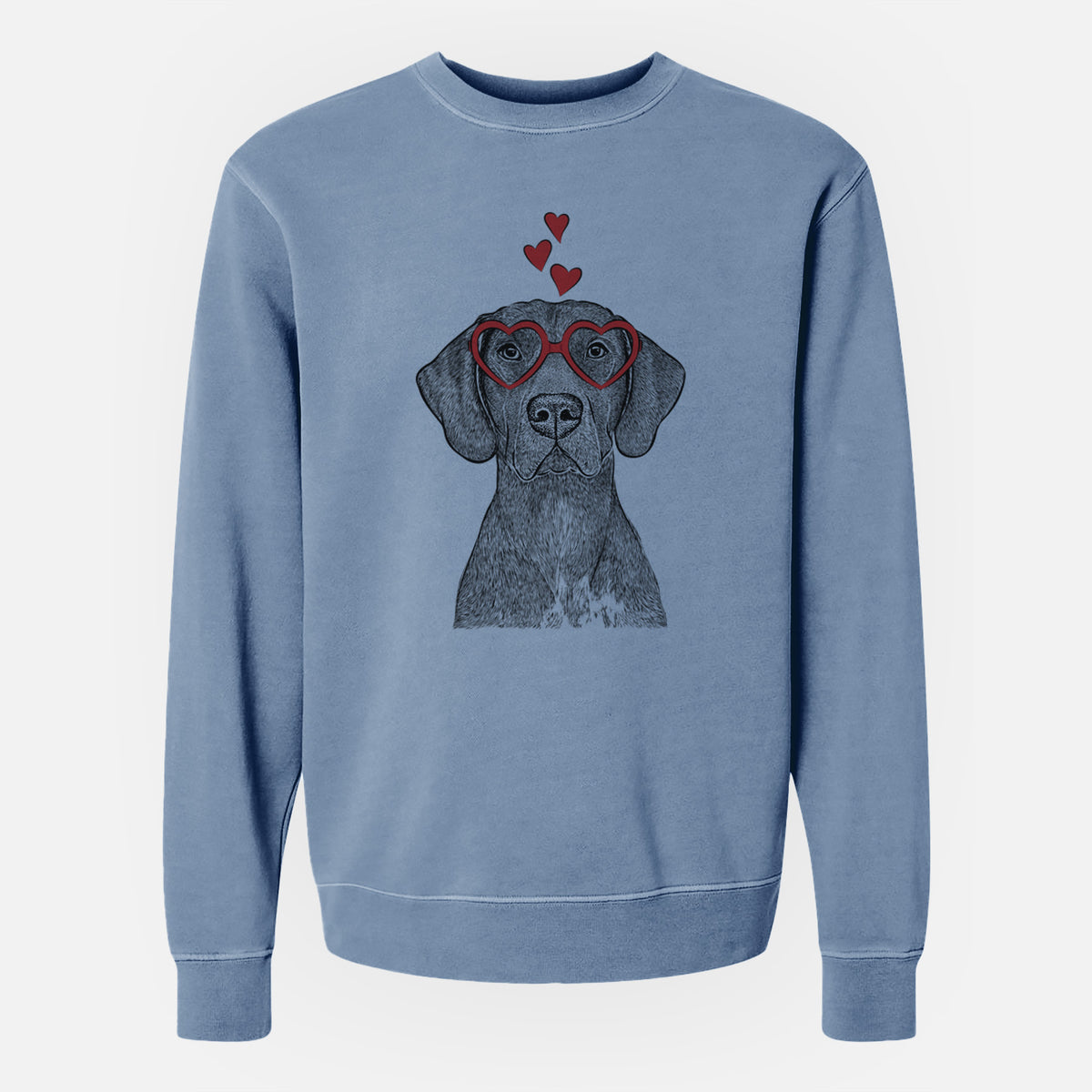 Valentine Lucifer the German Shorthaired Pointer - Unisex Pigment Dyed Crew Sweatshirt