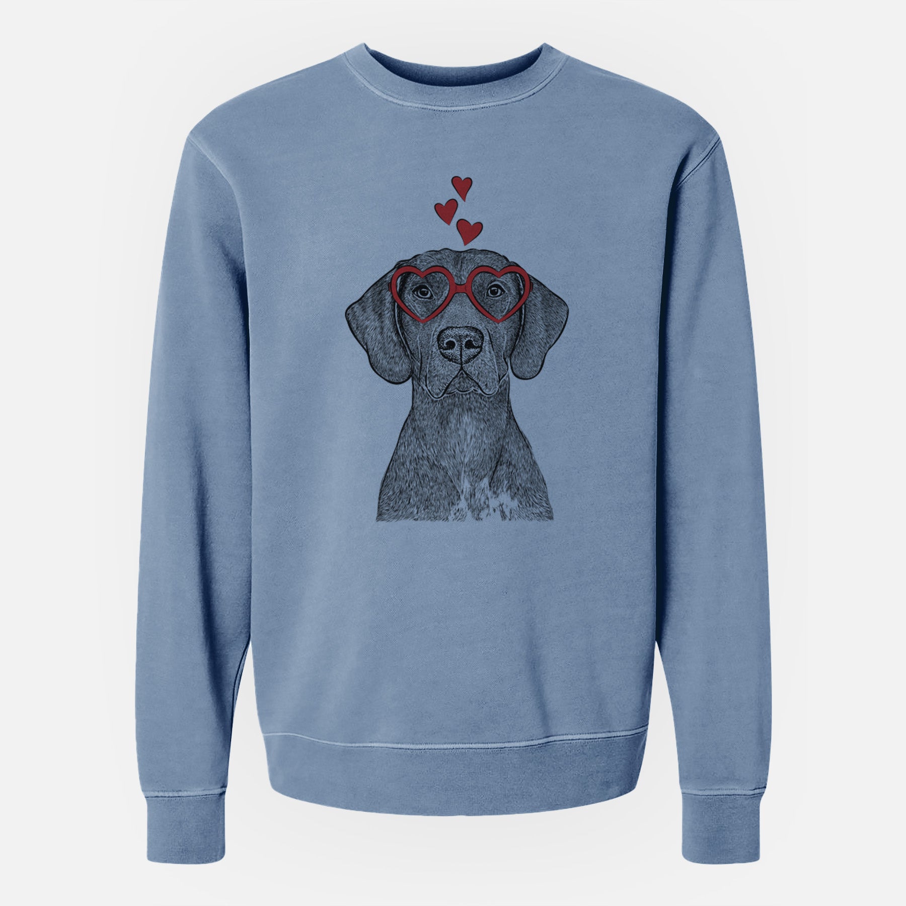 Valentine Lucifer the German Shorthaired Pointer - Unisex Pigment Dyed Crew Sweatshirt