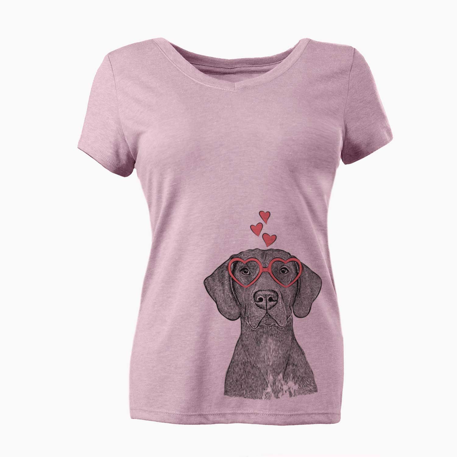 Valentine Lucifer the German Shorthaired Pointer - Women's V-neck Shirt