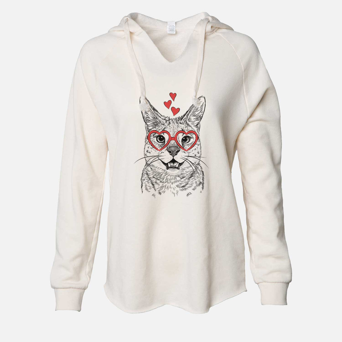 Valentine Lucky the Serval Cat - Cali Wave Hooded Sweatshirt