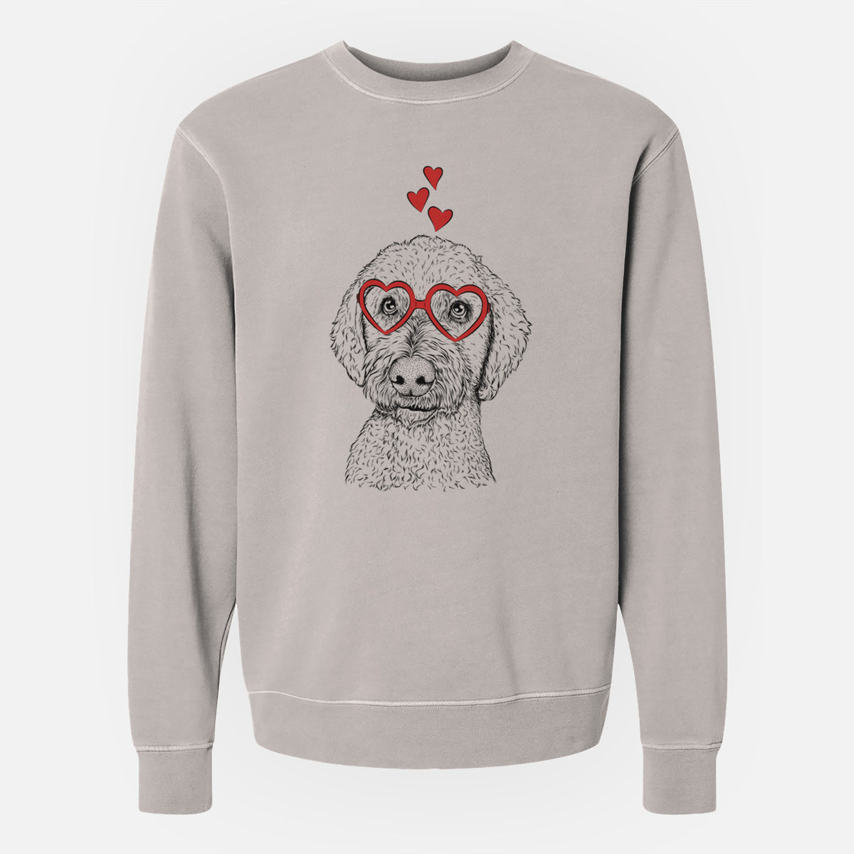 Valentine Lucy Boo the Goldendoodle - Unisex Pigment Dyed Crew Sweatshirt
