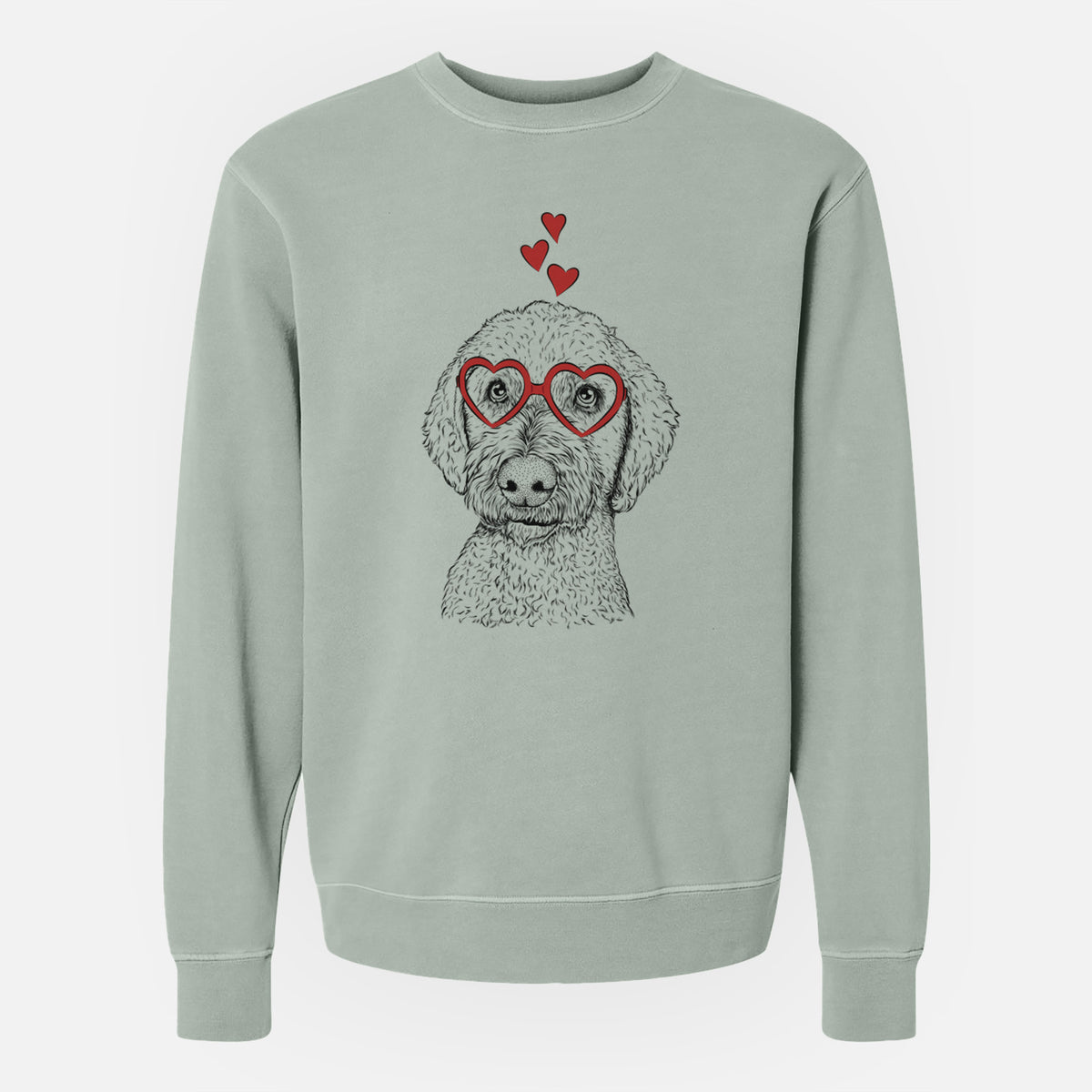Valentine Lucy Boo the Goldendoodle - Unisex Pigment Dyed Crew Sweatshirt