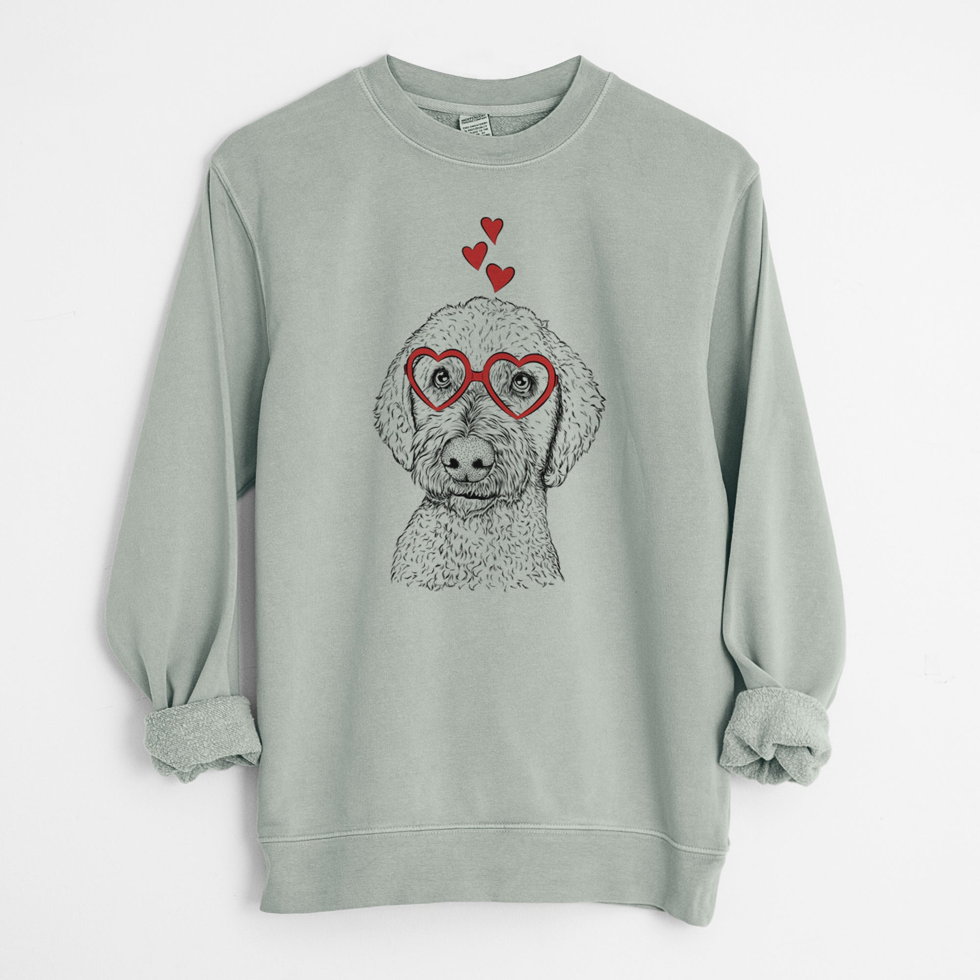 Valentine Lucy Boo the Goldendoodle - Unisex Pigment Dyed Crew Sweatshirt