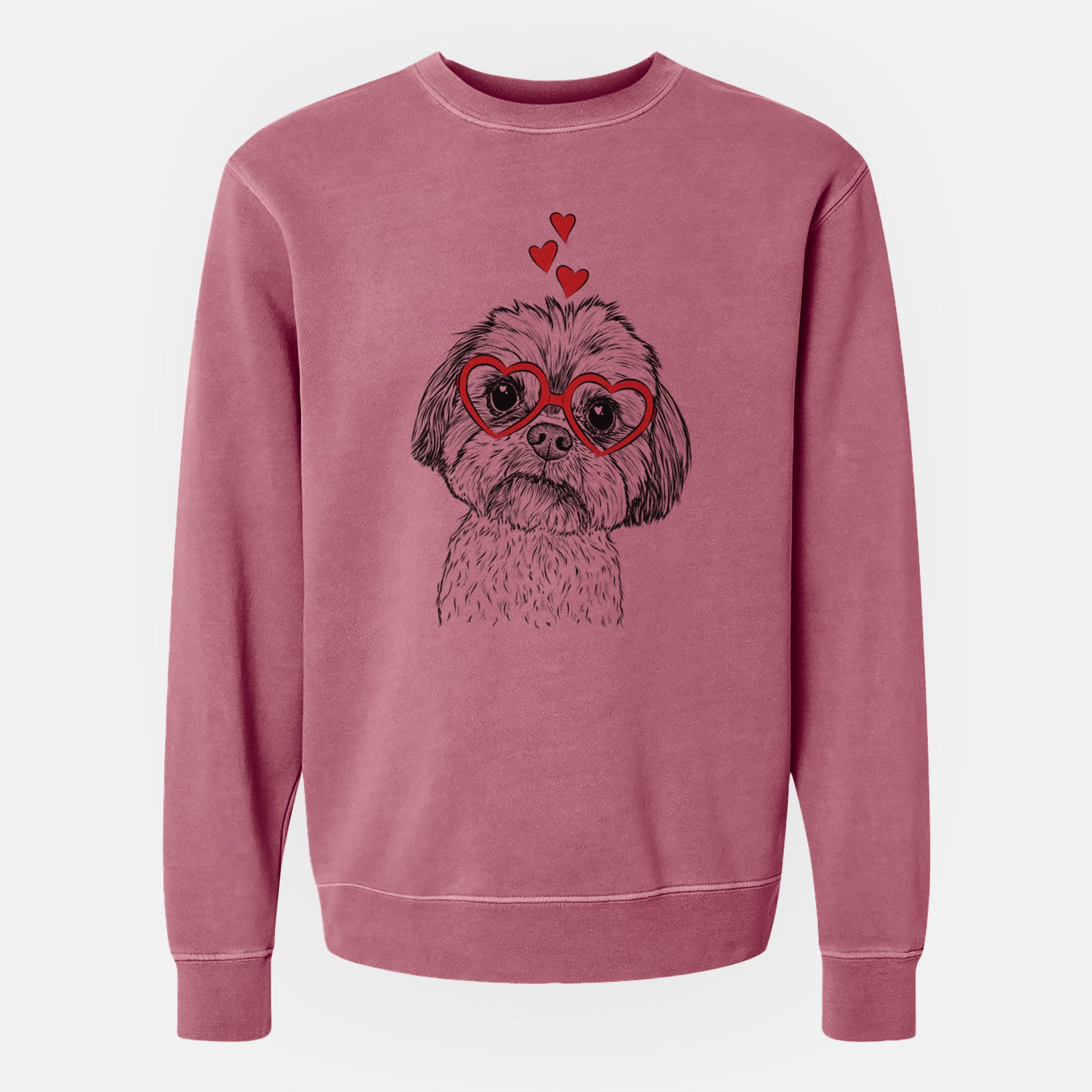 Valentine Lucy the Shorkie - Unisex Pigment Dyed Crew Sweatshirt