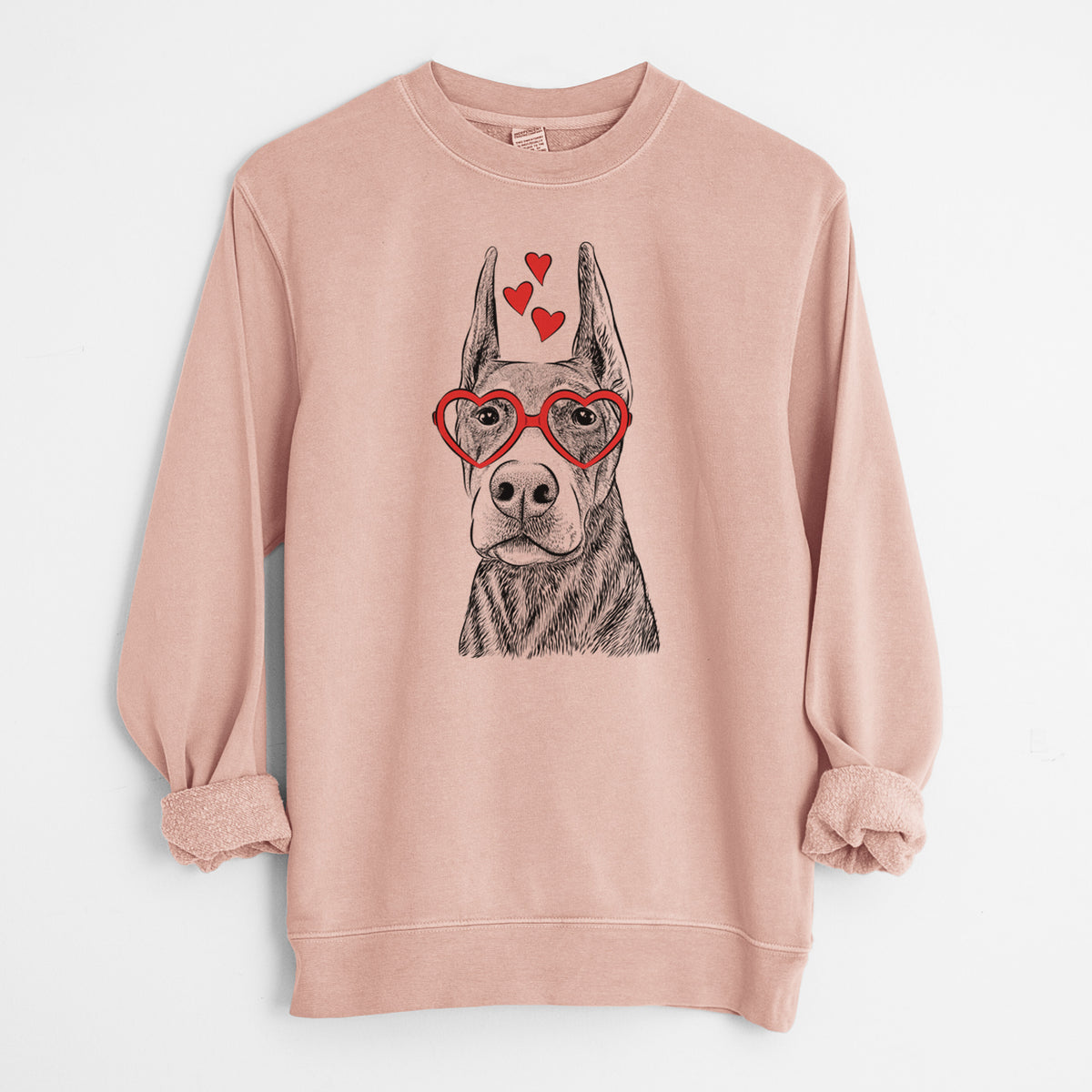 Valentine Luna the Doberman Pinscher - Unisex Pigment Dyed Crew Sweatshirt