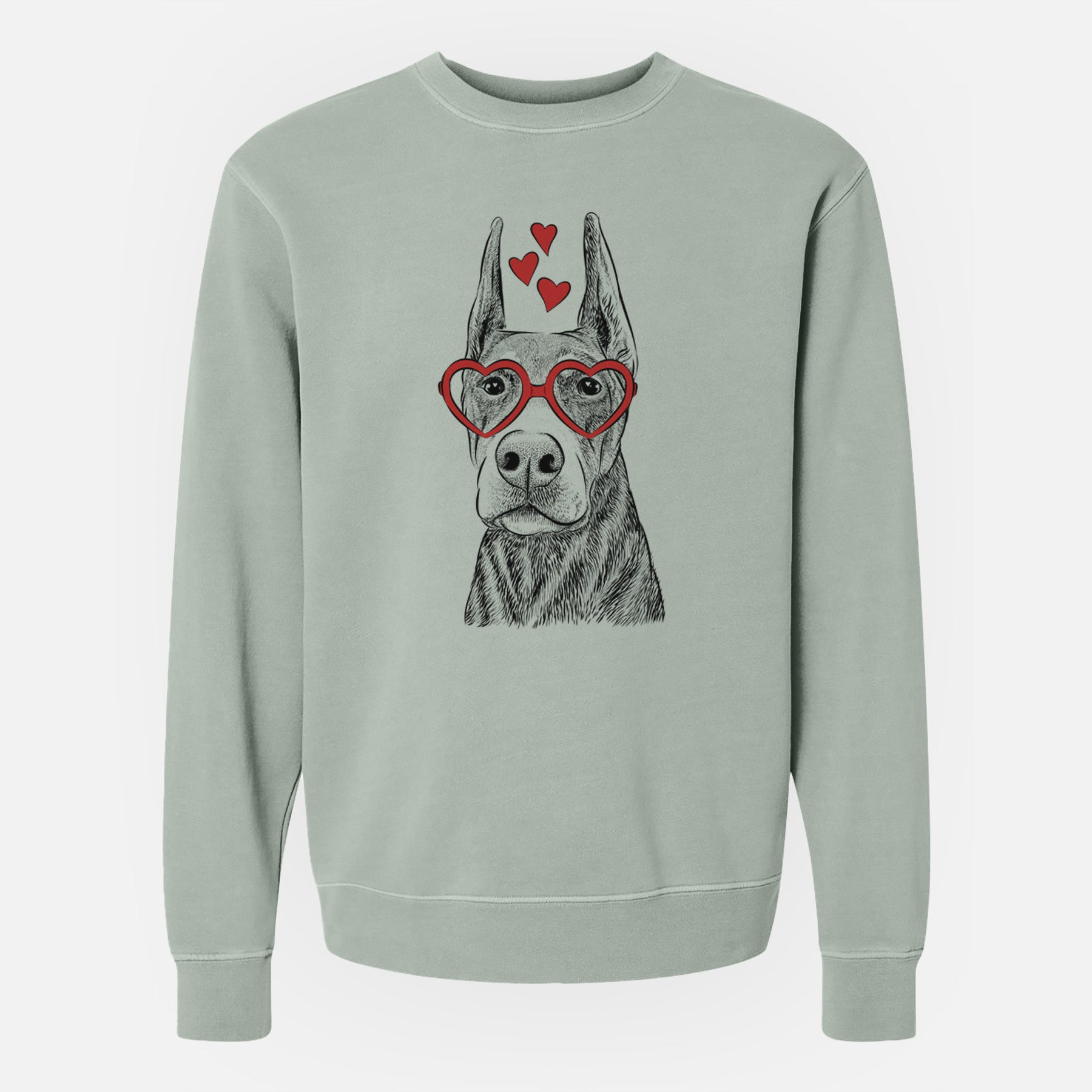 Valentine Luna the Doberman Pinscher - Unisex Pigment Dyed Crew Sweatshirt