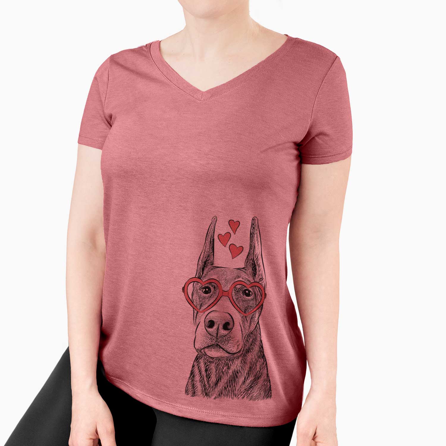 Luna the Doberman Pinscher - Women's V-neck Shirt
