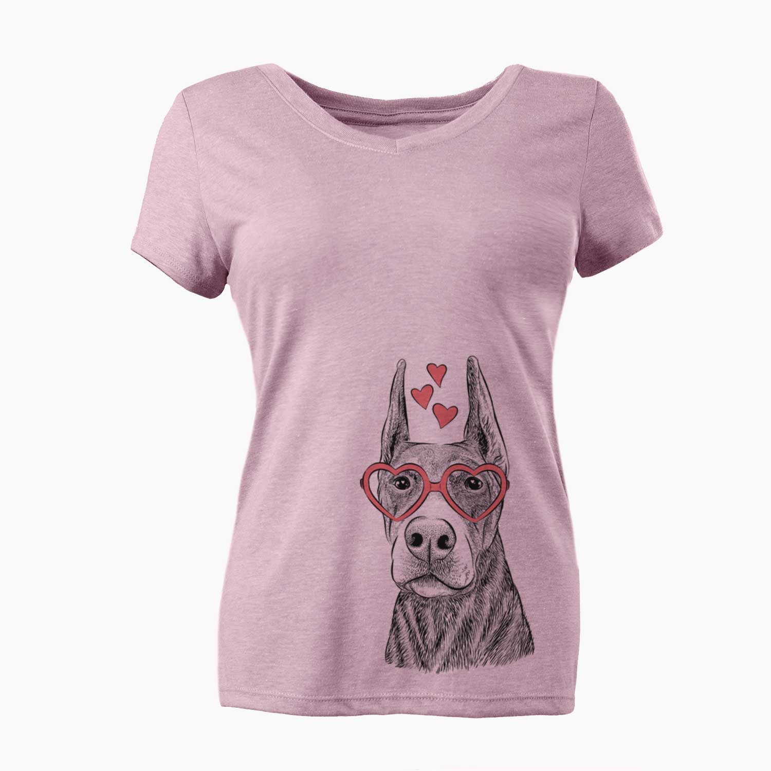 Valentine Luna the Doberman Pinscher - Women's V-neck Shirt