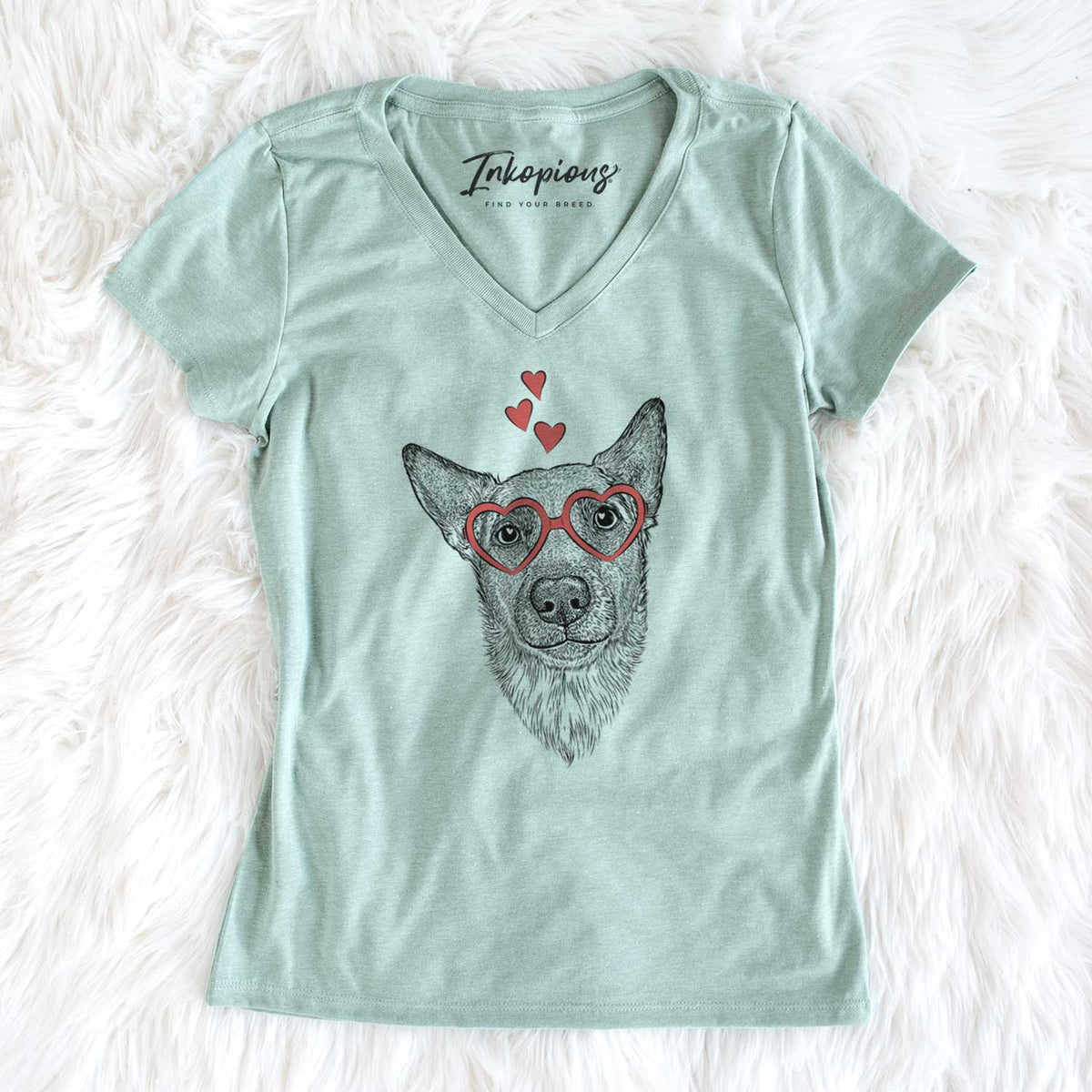 Valentine Luna the Shepherd Mix - Women's V-neck Shirt