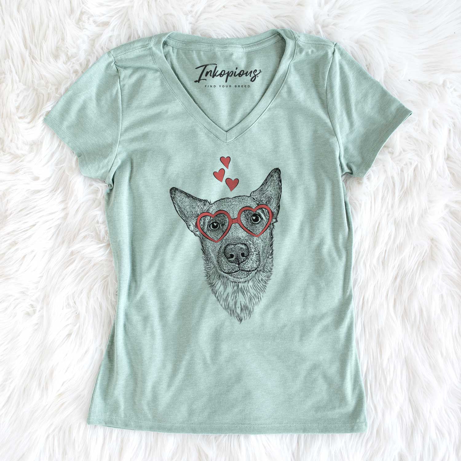 Valentine Luna the Shepherd Mix - Women's V-neck Shirt