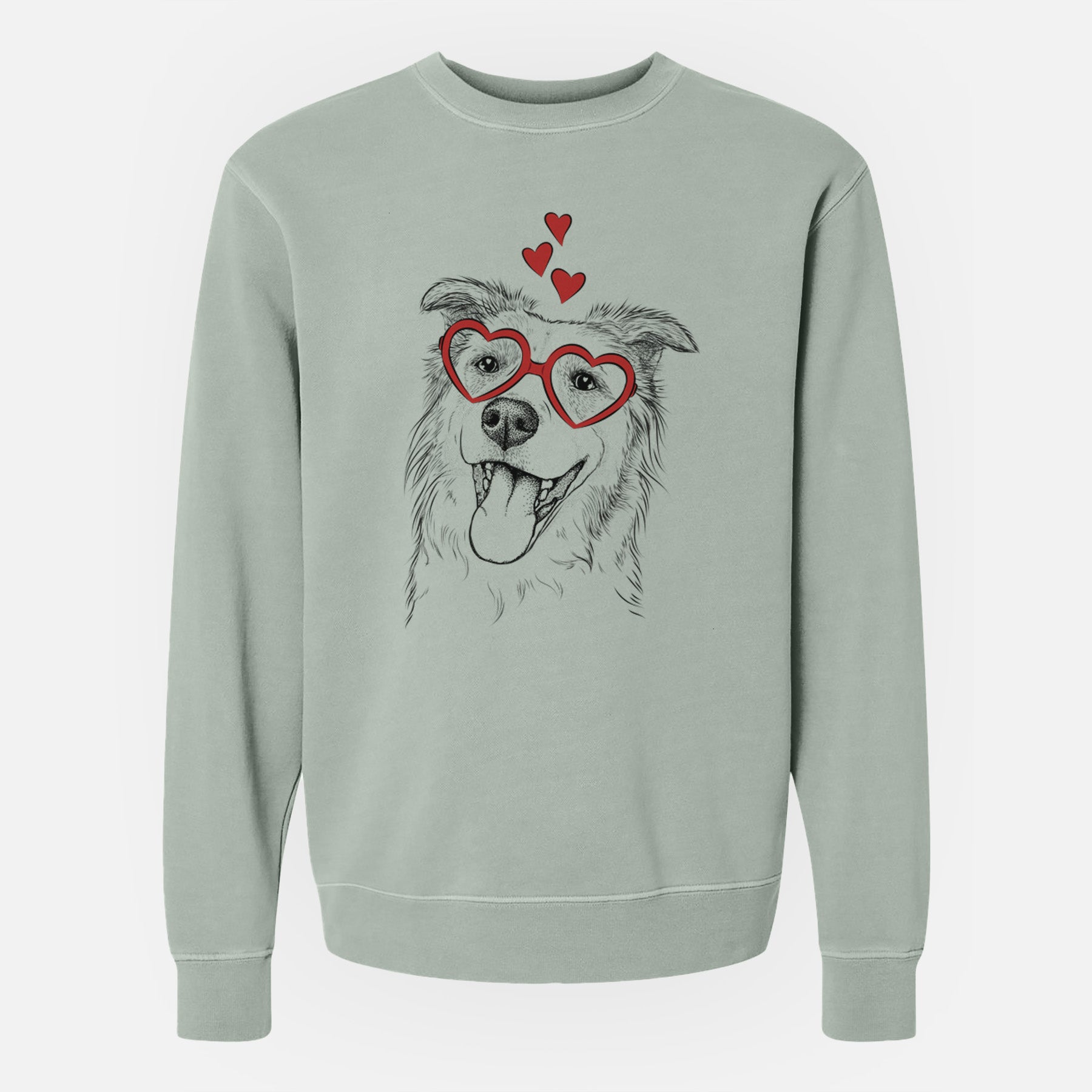 Valentine Macaroni the Border Collie - Unisex Pigment Dyed Crew Sweatshirt