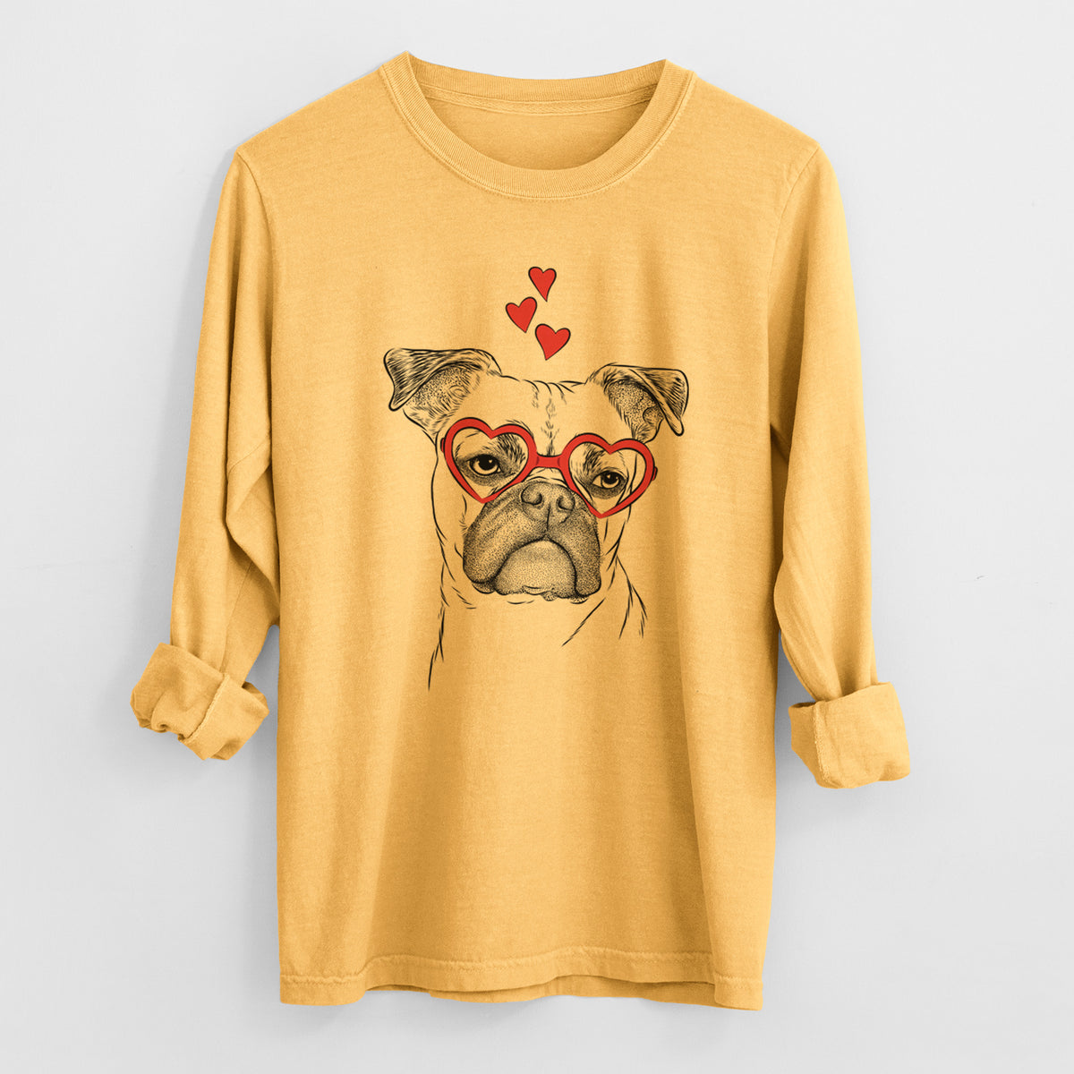 Valentine Mack the Bugg (Boston Terrier/Pug) - Heavyweight 100% Cotton Long Sleeve