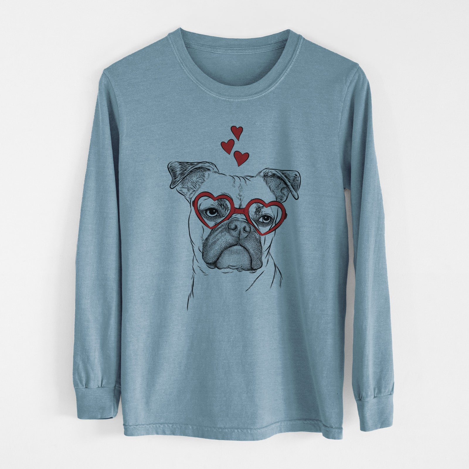 Valentine Mack the Bugg (Boston Terrier/Pug) - Heavyweight 100% Cotton Long Sleeve