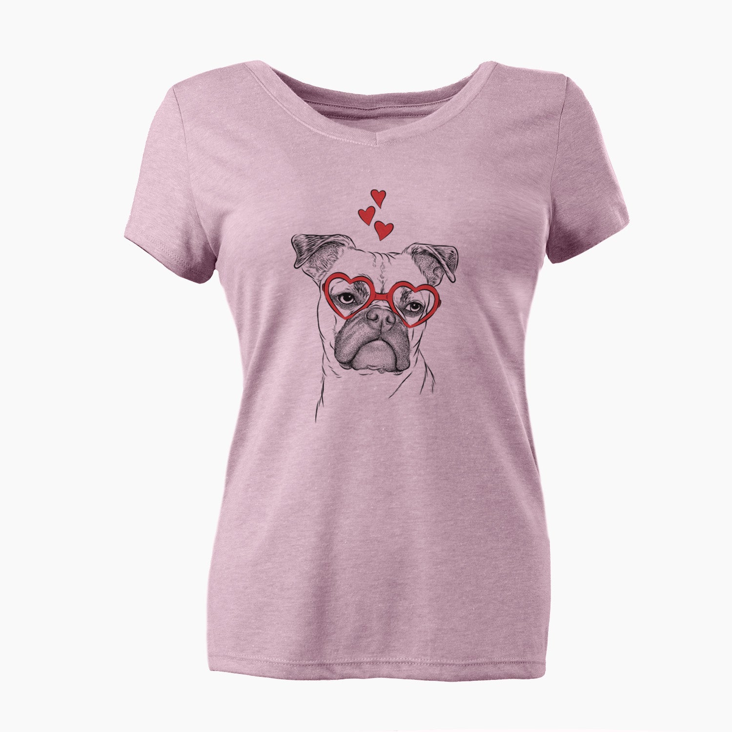 Valentine Mack the Bugg (Boston Terrier/Pug) - Women's Perfect V-neck Shirt