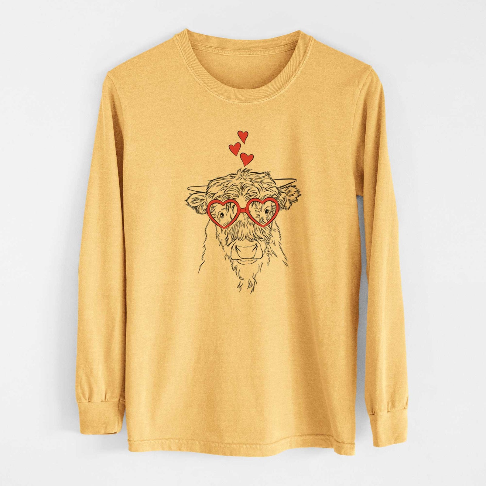 Valentine Mack the Scottish Highland Cow - Heavyweight 100% Cotton Long Sleeve