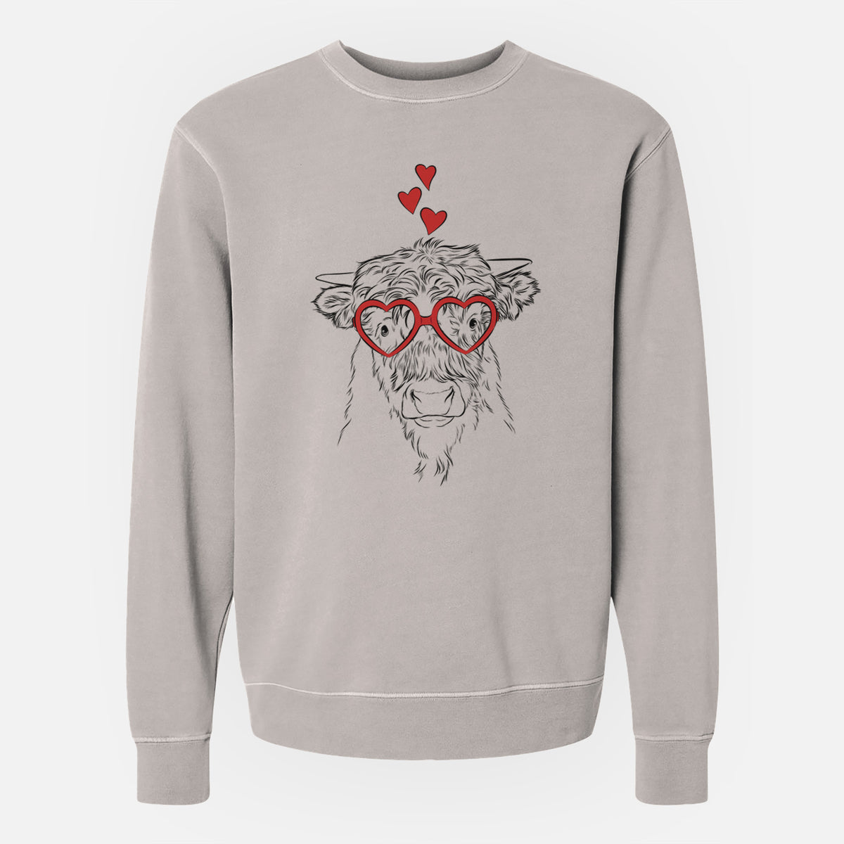 Valentine Mack the Scottish Highland Cow - Unisex Pigment Dyed Crew Sweatshirt