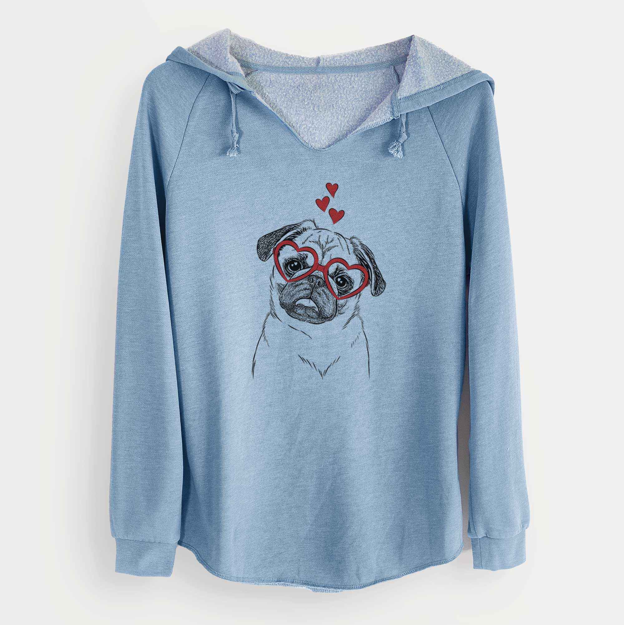 Valentine Macy the Pug - Cali Wave Hooded Sweatshirt