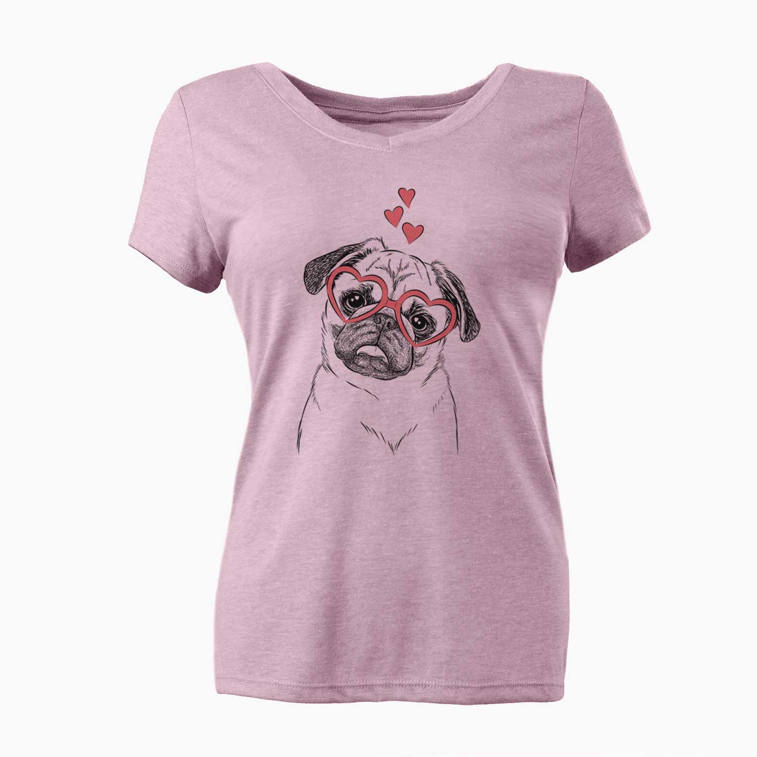Valentine Macy the Pug - Women's V-neck Shirt
